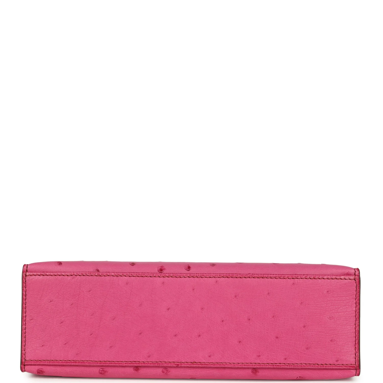 Pre-owned Hermes Kelly Pochette Fuchsia Ostrich Palladium Hardware