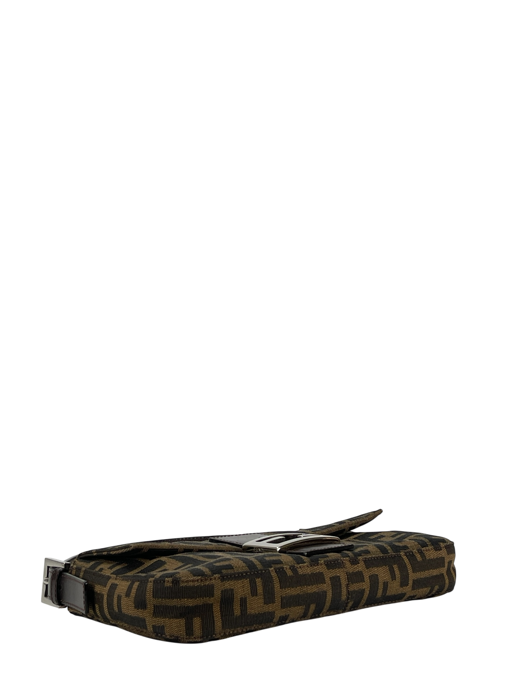 FENDI - Brown Zucca Baguette Handbag Silver Hardware