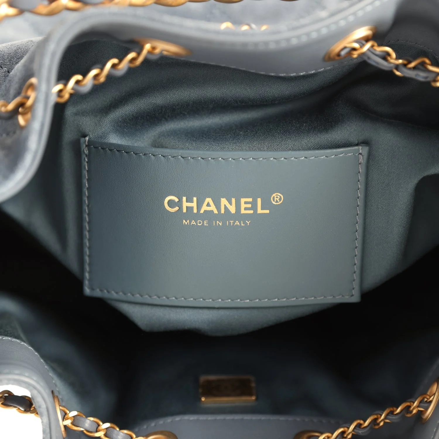 Chanel Small 25 Hobo Bag Blue Suede Antique Gold Hardware