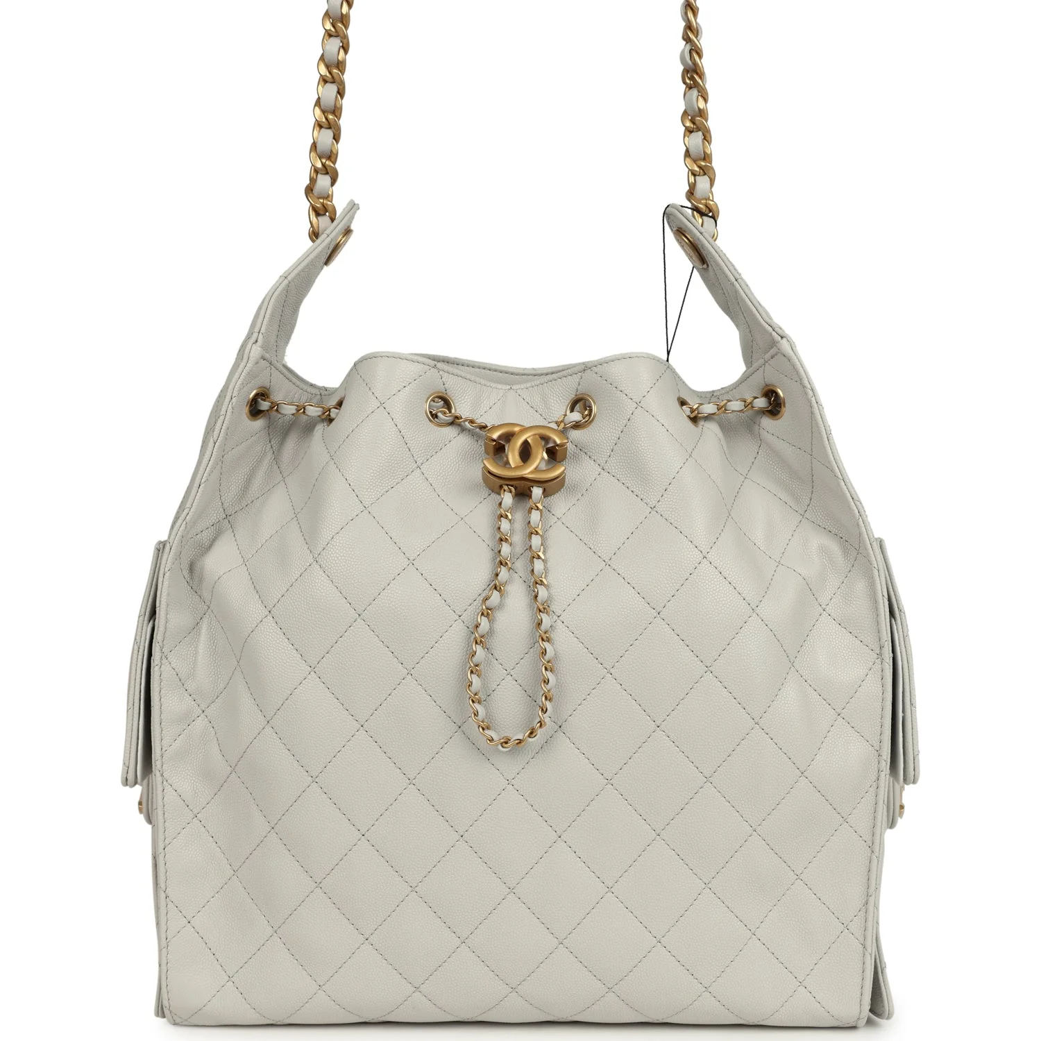 Chanel Medium 25 Hobo Bag Light Grey Caviar Antique Gold Hardware