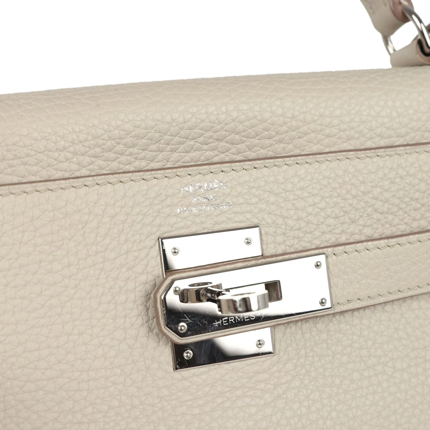 Pre-owned Hermes Kelly Retourne 28 Beton Clemence Palladium Hardware