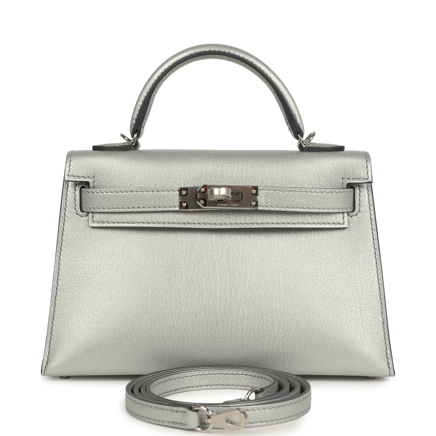 Hermes Kelly Sellier 20 Argent Chevre Chamkilight Palladium Hardware