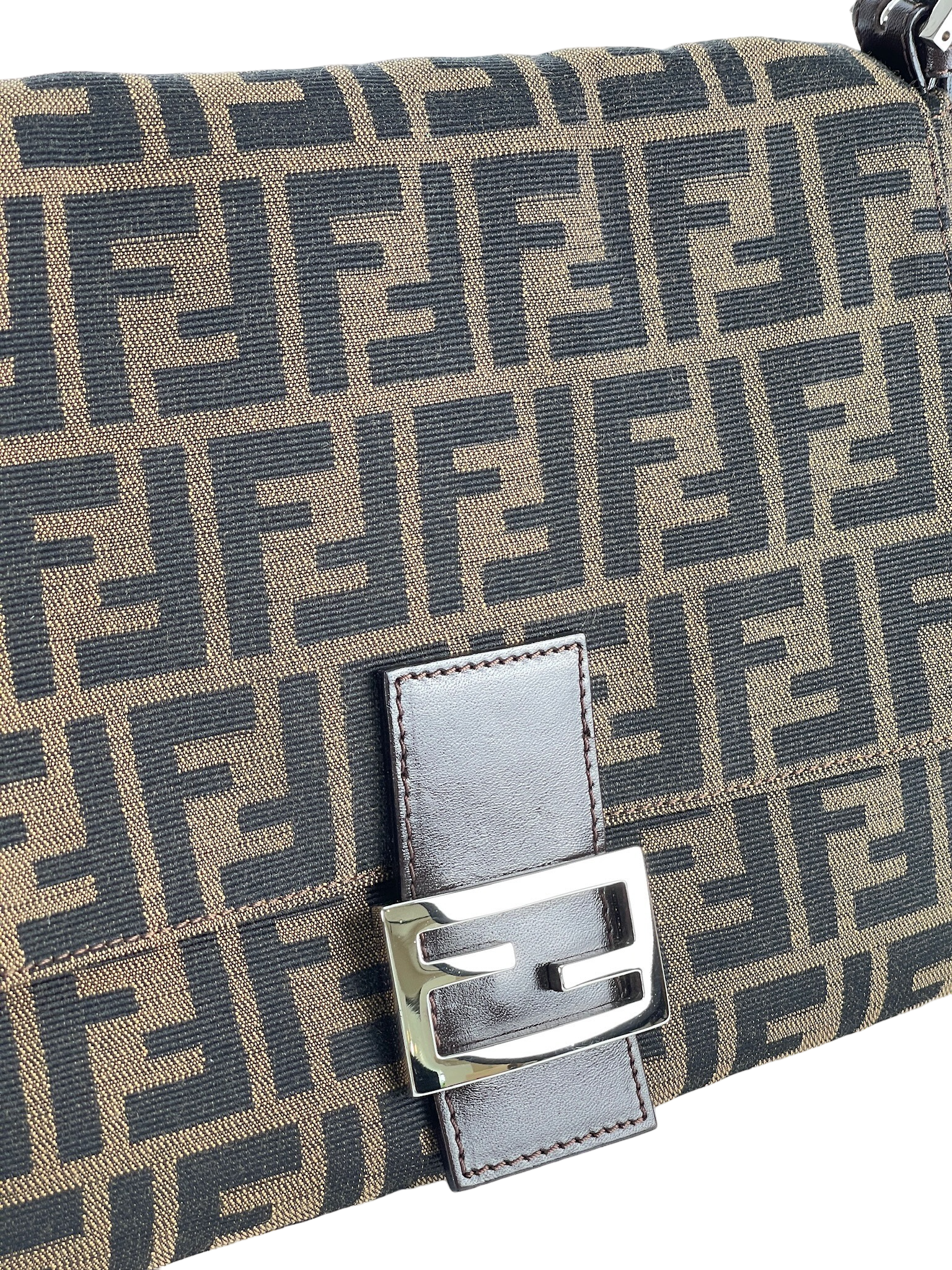 FENDI - Brown Zucca Mamma Baguette Handbag Silver Hardware