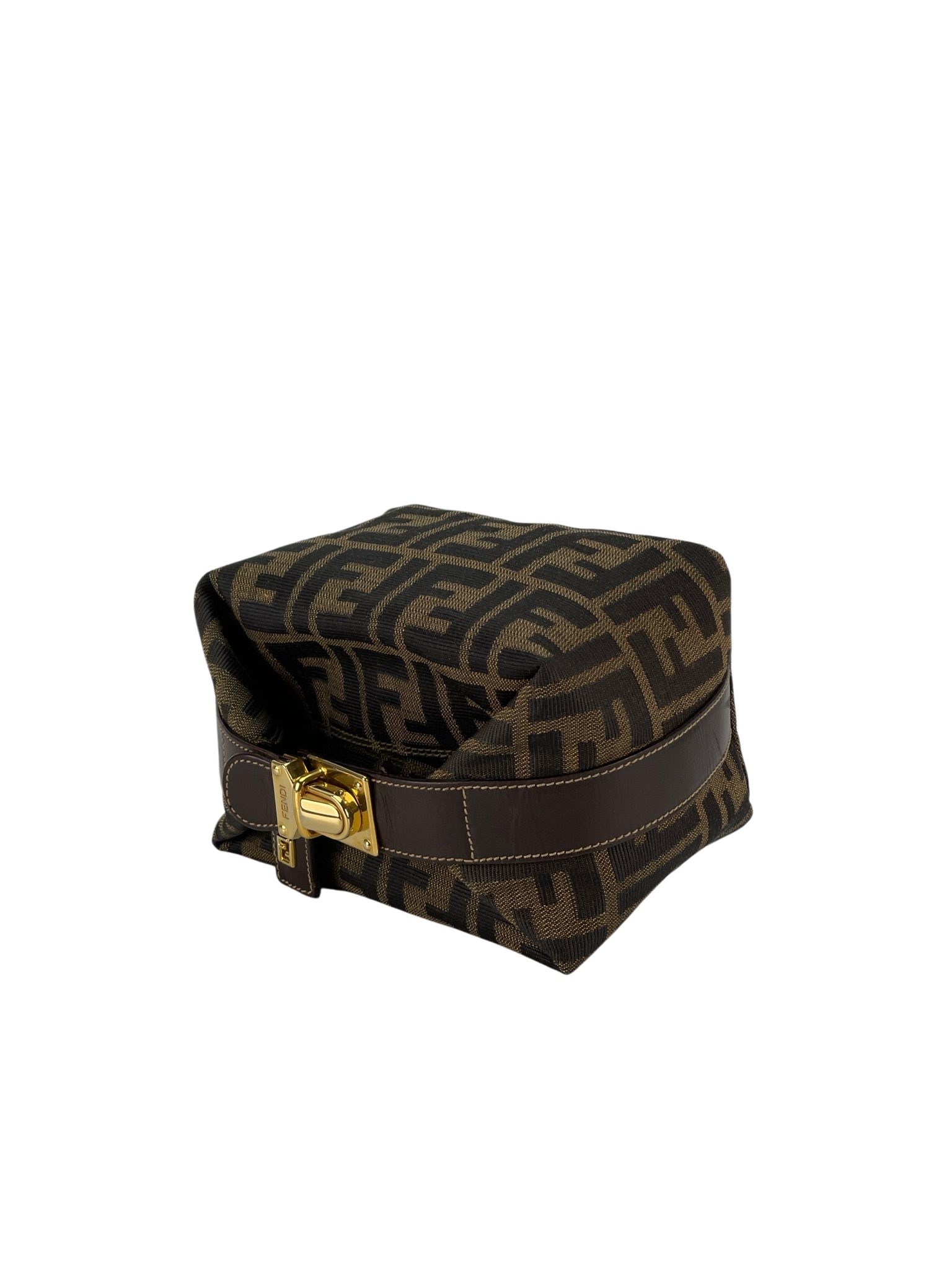 FENDI - Zucca Brown Jacquard Mini Vanity Pouch Bag