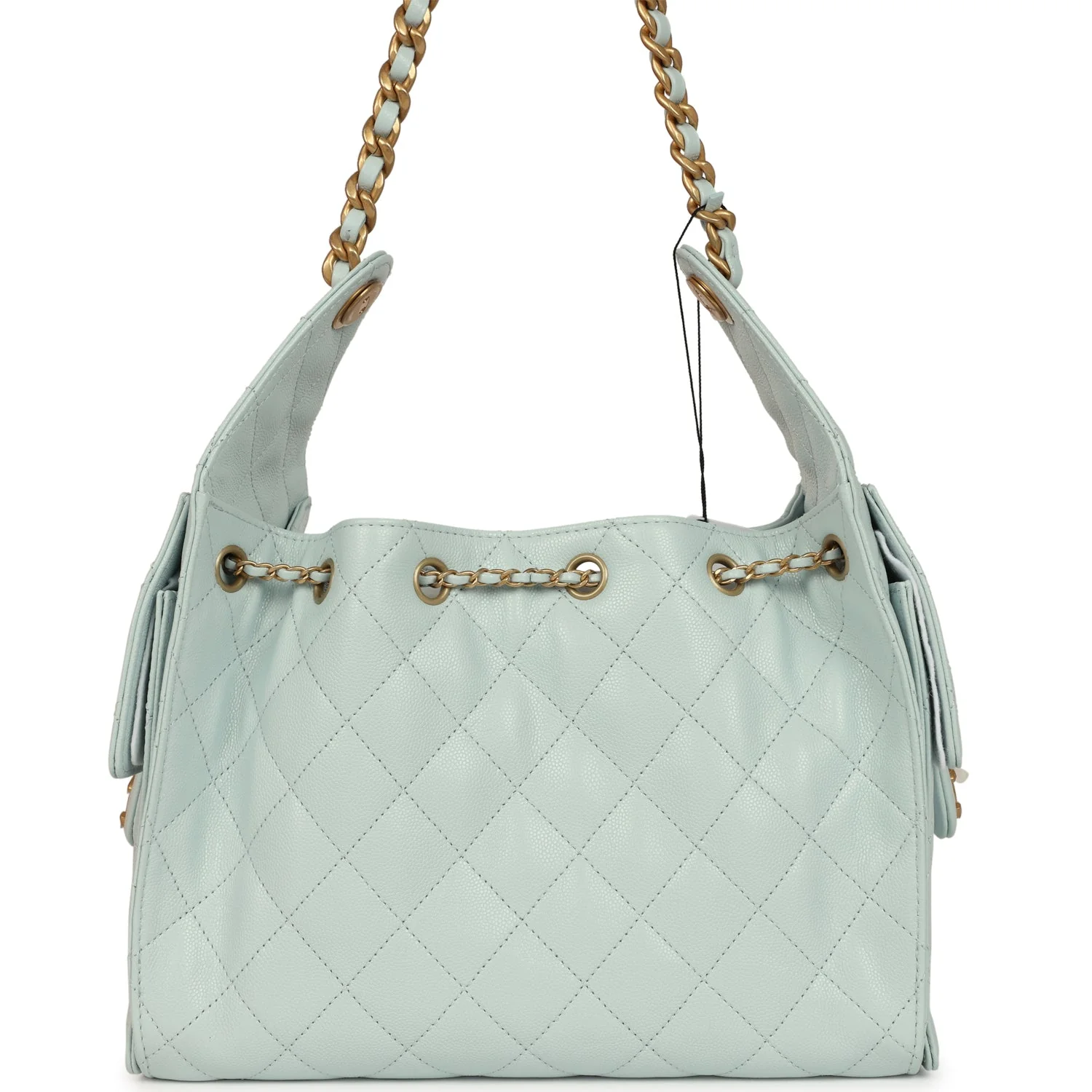 Chanel Small 25 Hobo Bag Light Blue Caviar Antique Gold Hardware