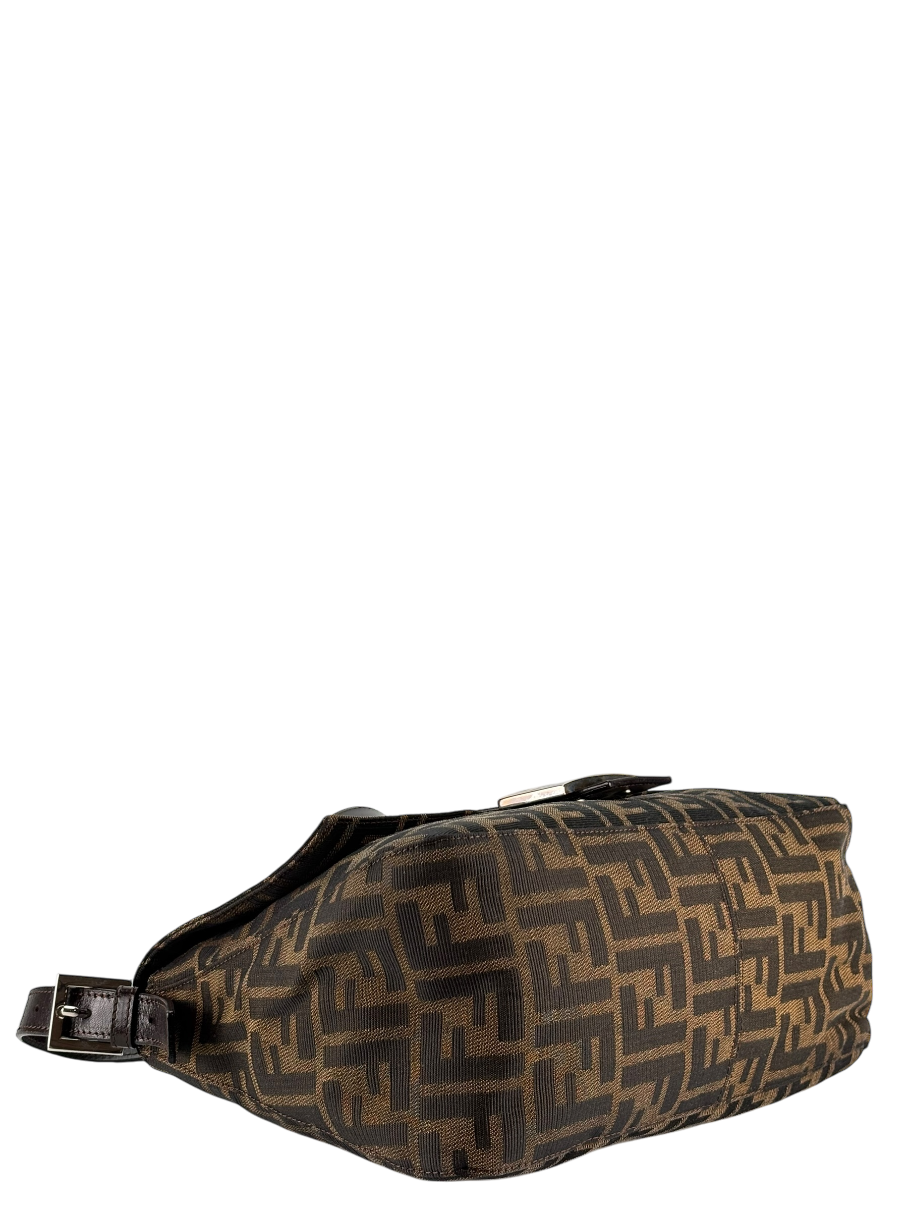 FENDI - Brown Zucca Mamma Baguette Handbag Silver Hardware