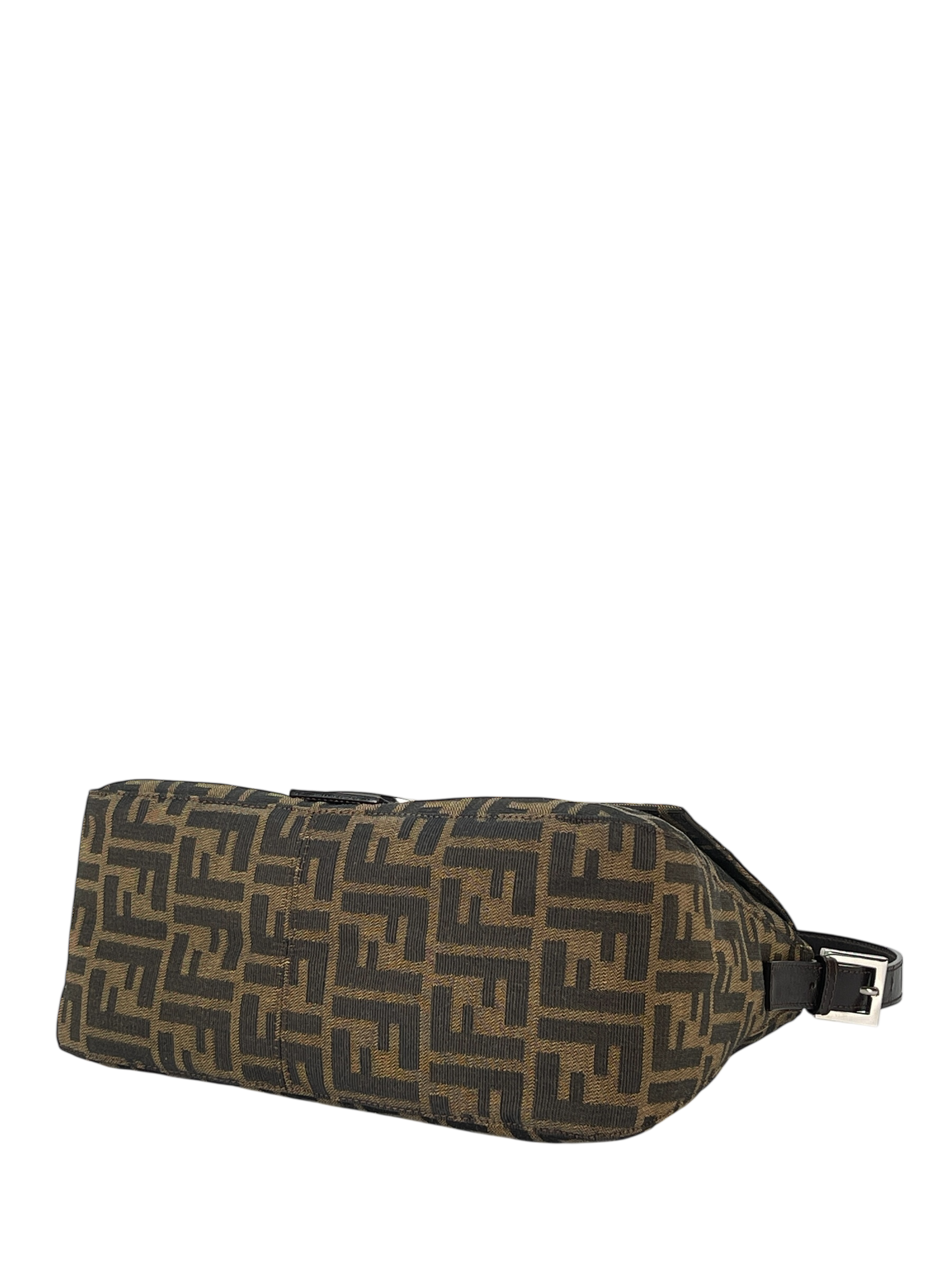 FENDI - Brown Zucca Mamma Baguette Handbag Silver Hardware