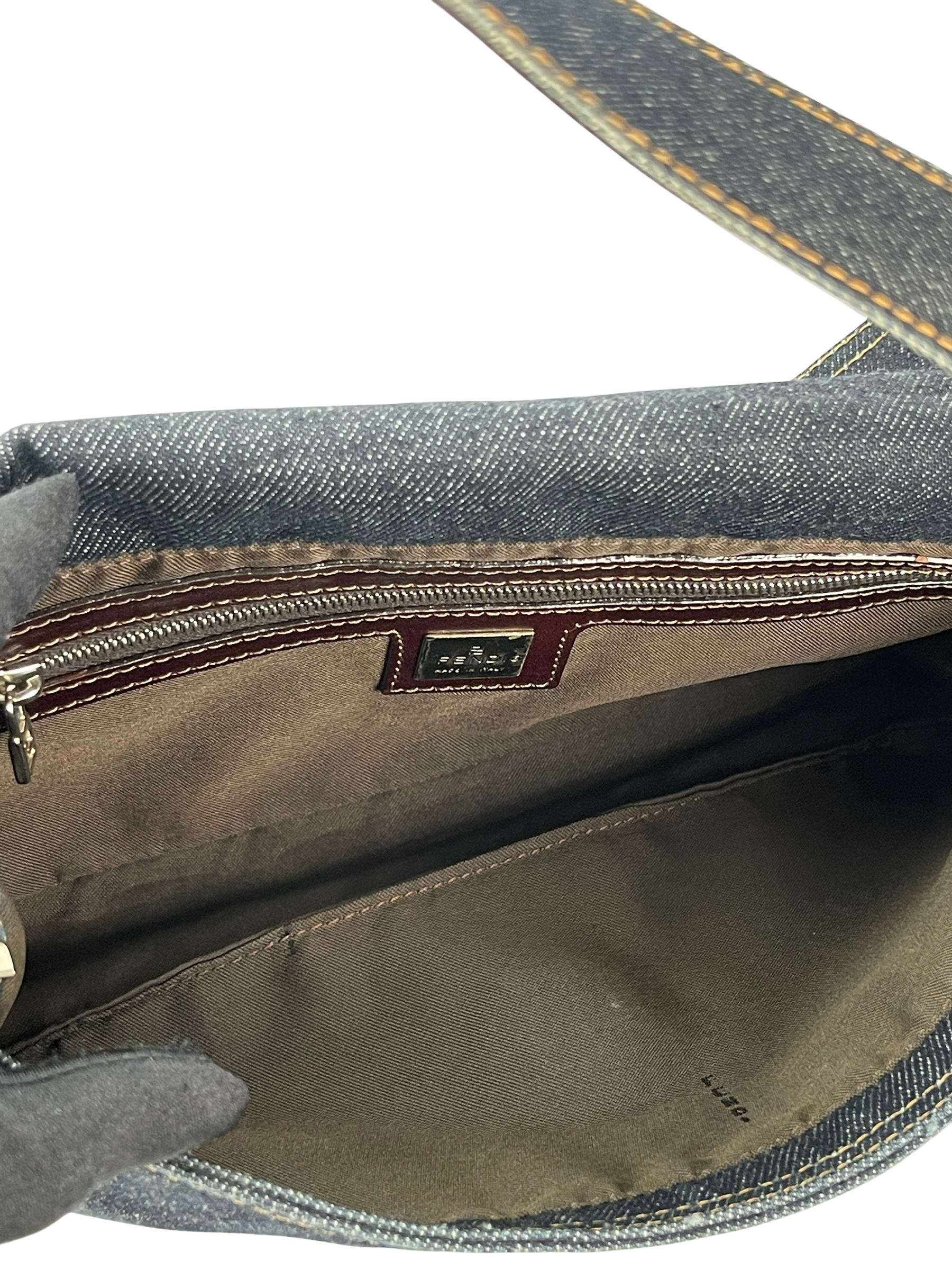 FENDI - Small Mamma Baguette Bag Denim Navy Sliver Hardware