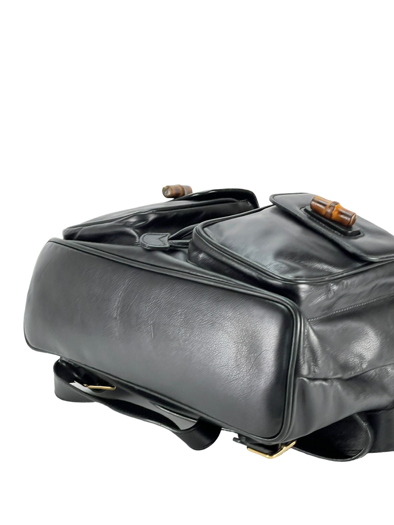 GUCCI - Black Bamboo Leather Backpack