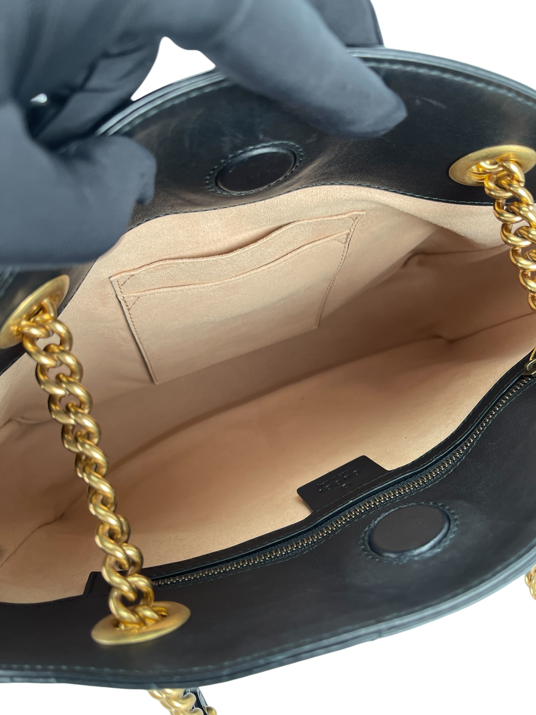 GUCCI - GG Marmont Open Top Shoulder Bag Black Matelassé