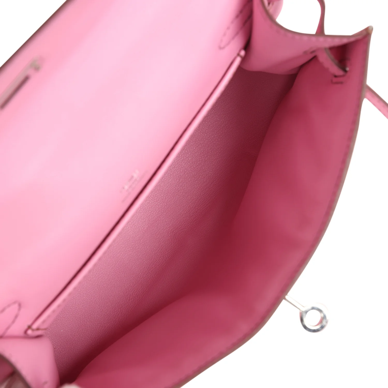 Pre-owned Hermes Kelly Pochette Bubblegum Swift Palladium Hardware