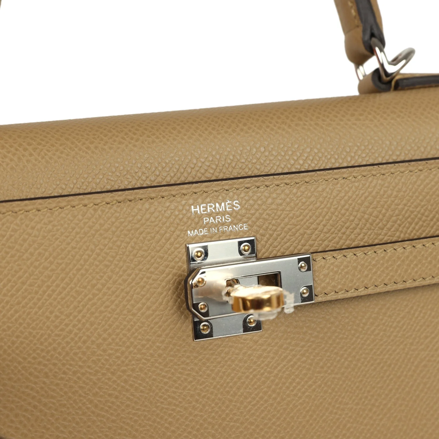 Hermes Kelly Sellier 25 Poussiere Epsom Electrum Hardware