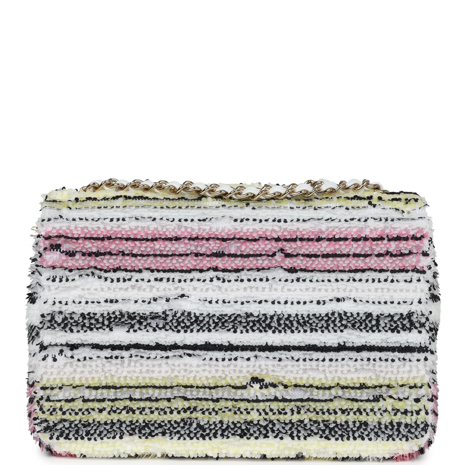 Chanel Mini Rectangular Flap White Multicolor Sequin Light Gold Hardware