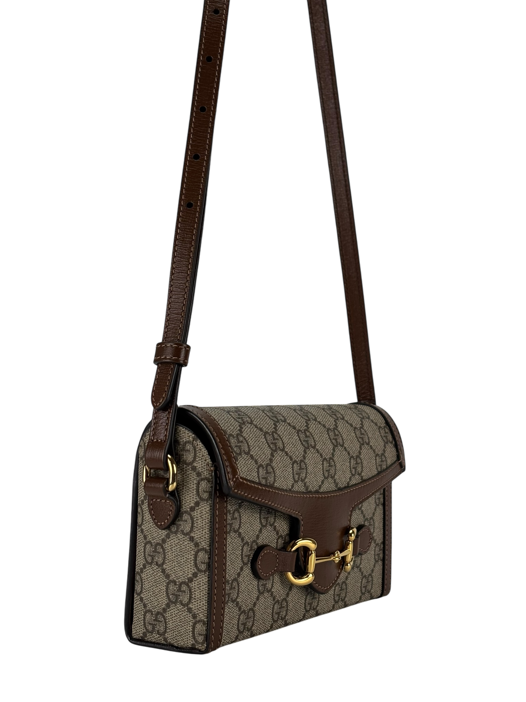 GUCCI - GG Supreme Fabric Leather Horsebit 1955 Bag