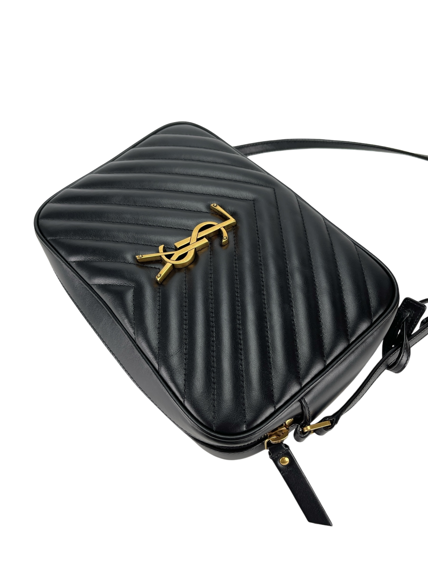 SAINT LAURENT - Calfskin Matelasse Lou Camera Bag Deep Marine