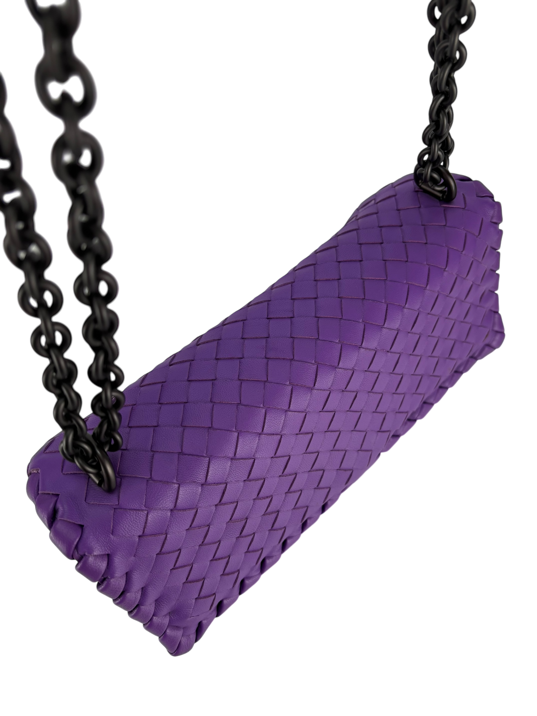 BOTTEGA VENETA - Purple Lambskin Intrecciato Leather Shoulder Bag