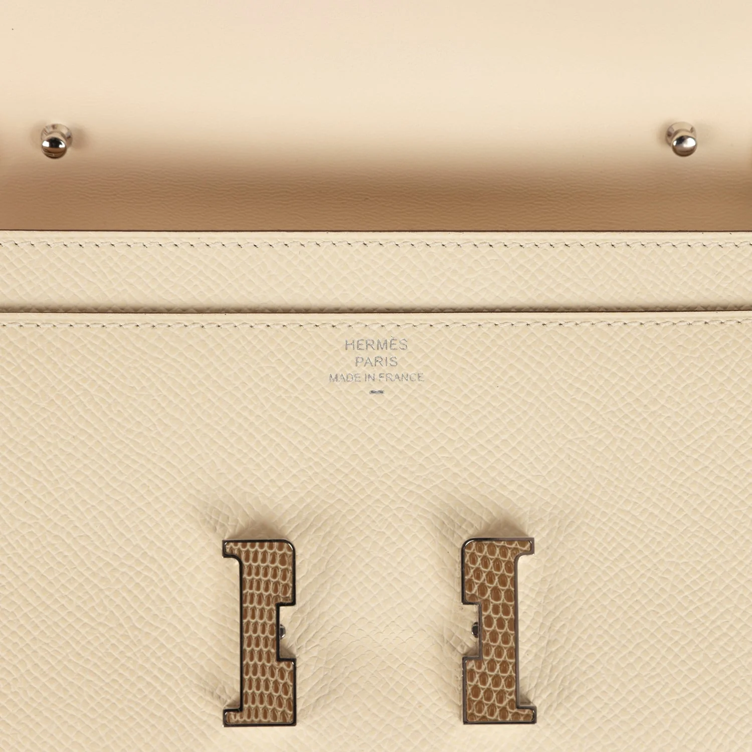 Pre-owned Hermes Constance Wallet To Go Nata Epsom Marquette Palladium Hardware