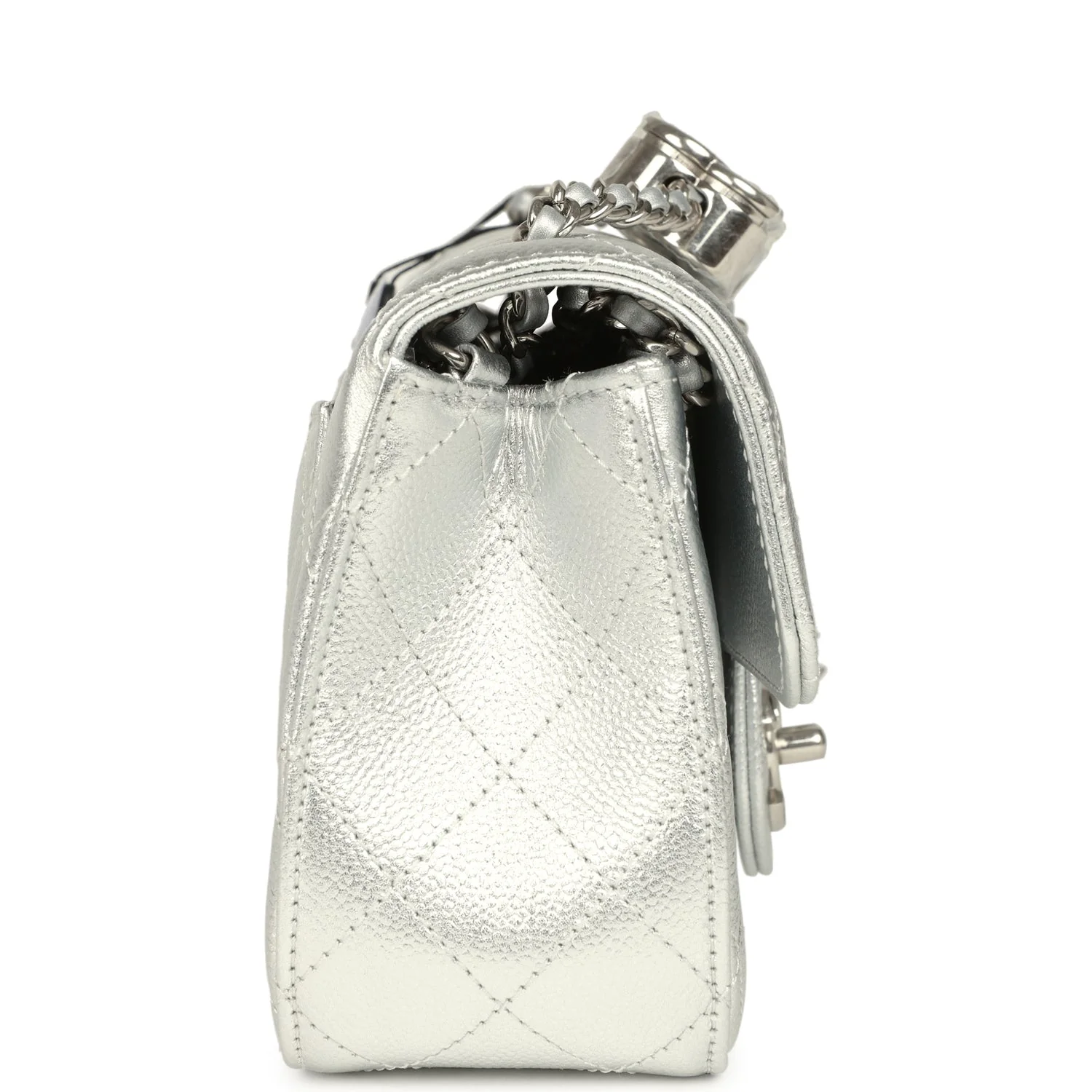 Chanel Mini CC Crush Flap Bag Silver Metallic Caviar Silver Hardware