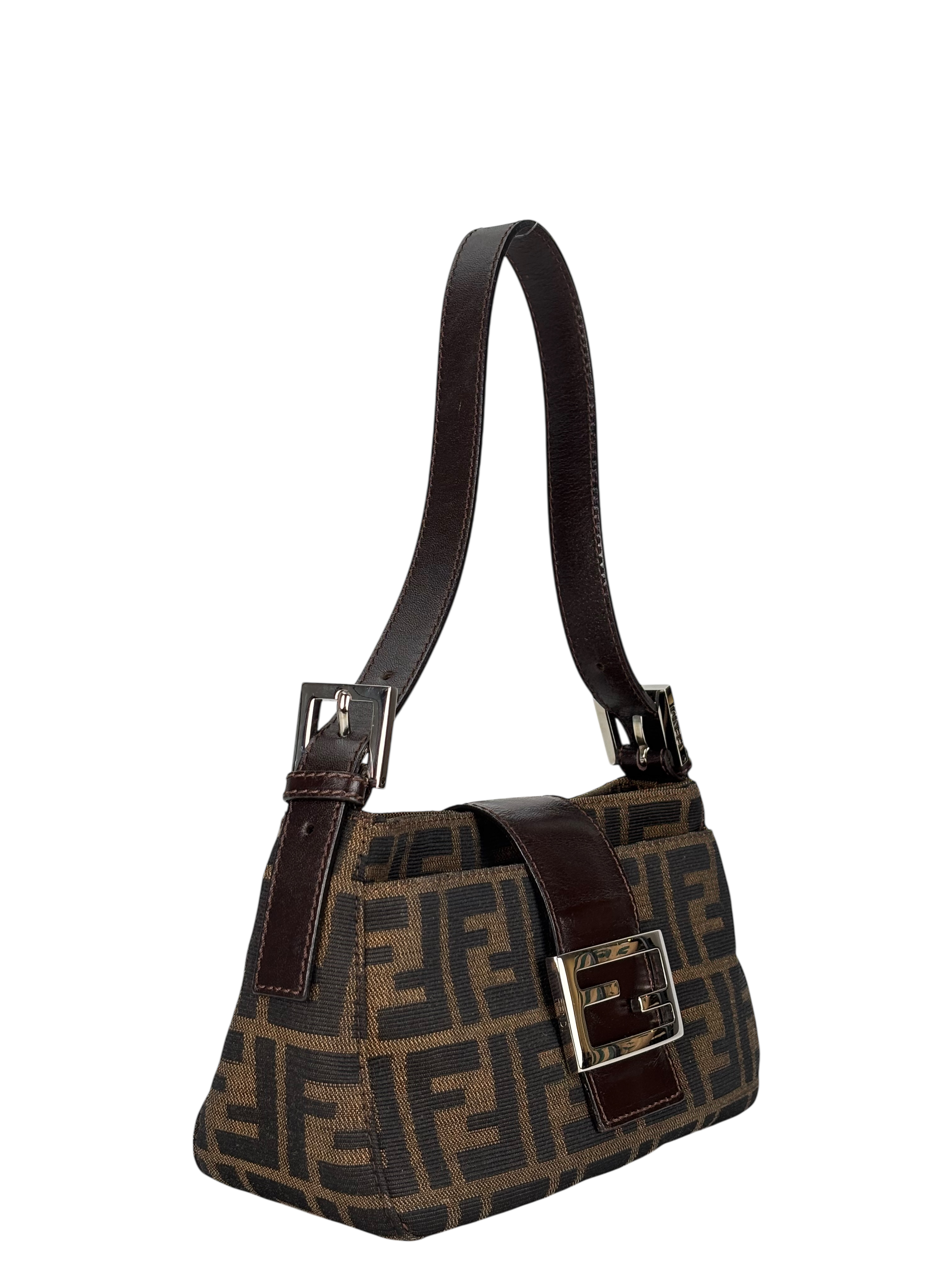 FENDI - Brown Zucca Mini Mamma Baguette Shoulder Bag