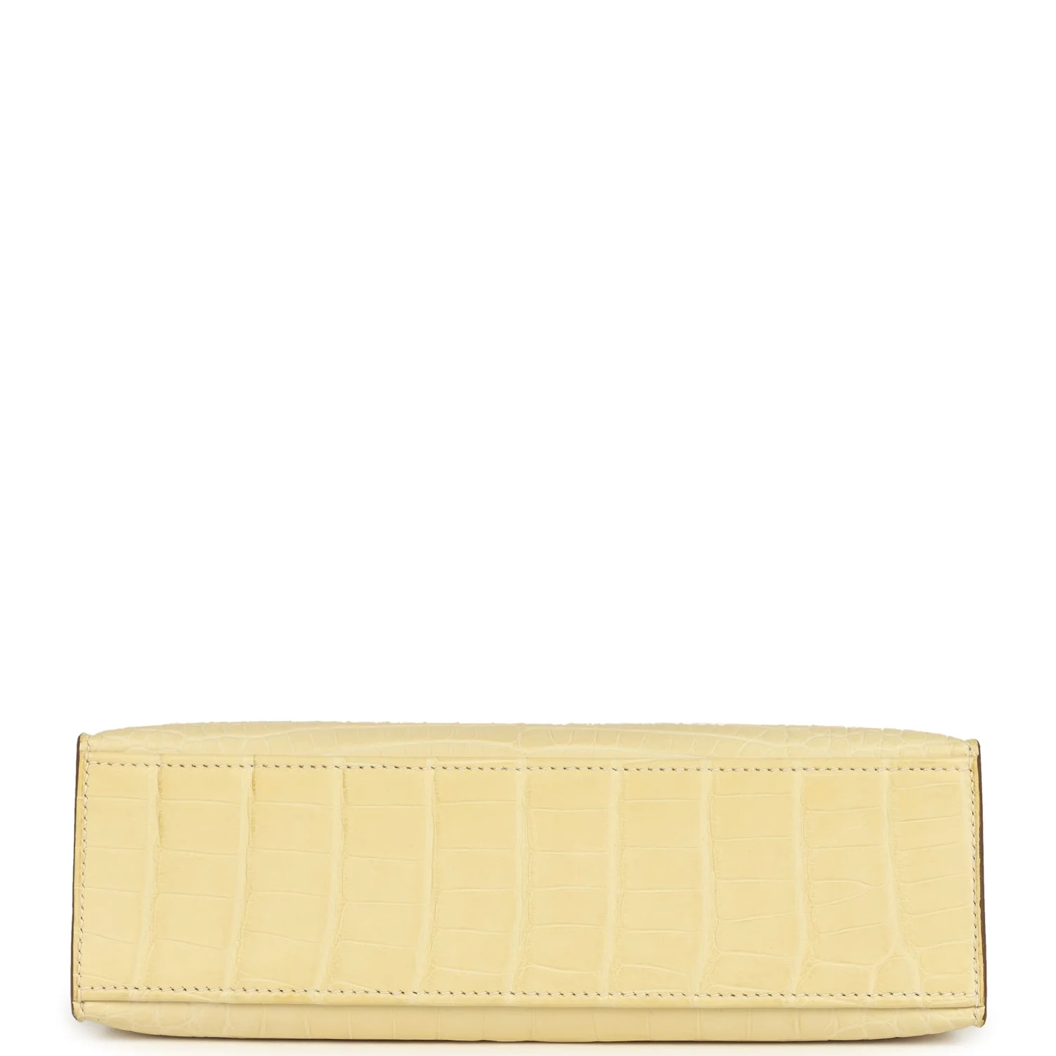 Hermes Kelly Pochette Vanille Matte Alligator Palladium Hardware