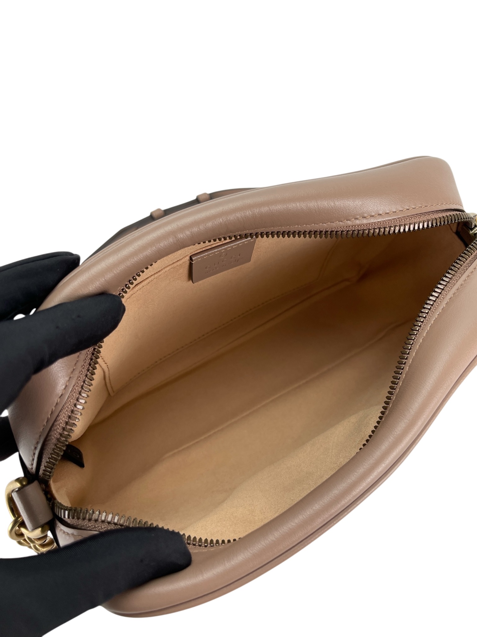 GUCCI - Beige GG Marmont Small Matelasse Camera Bag