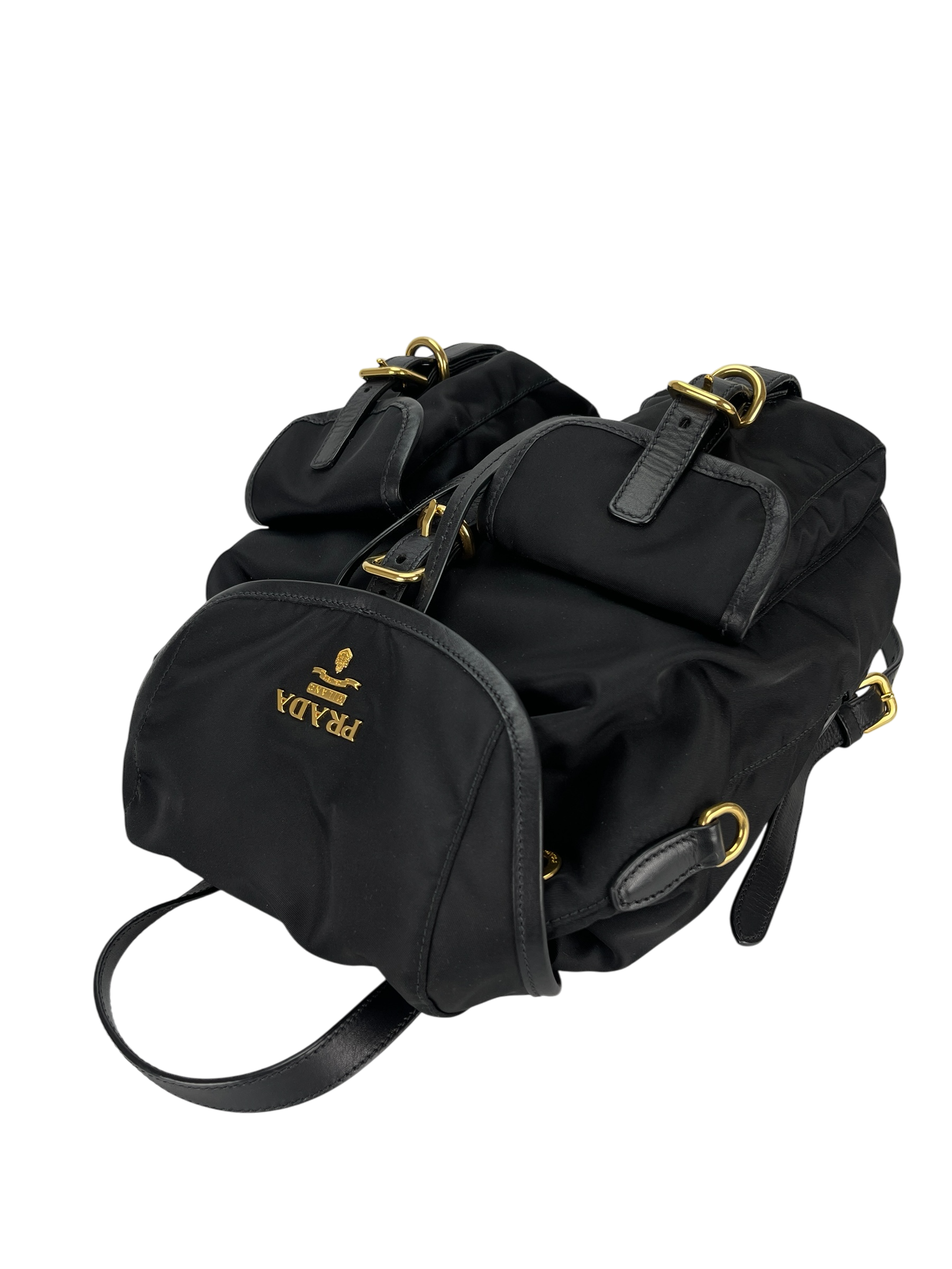 PRADA - Tessuto Nylon Soft Calfskin Small Backpack Black