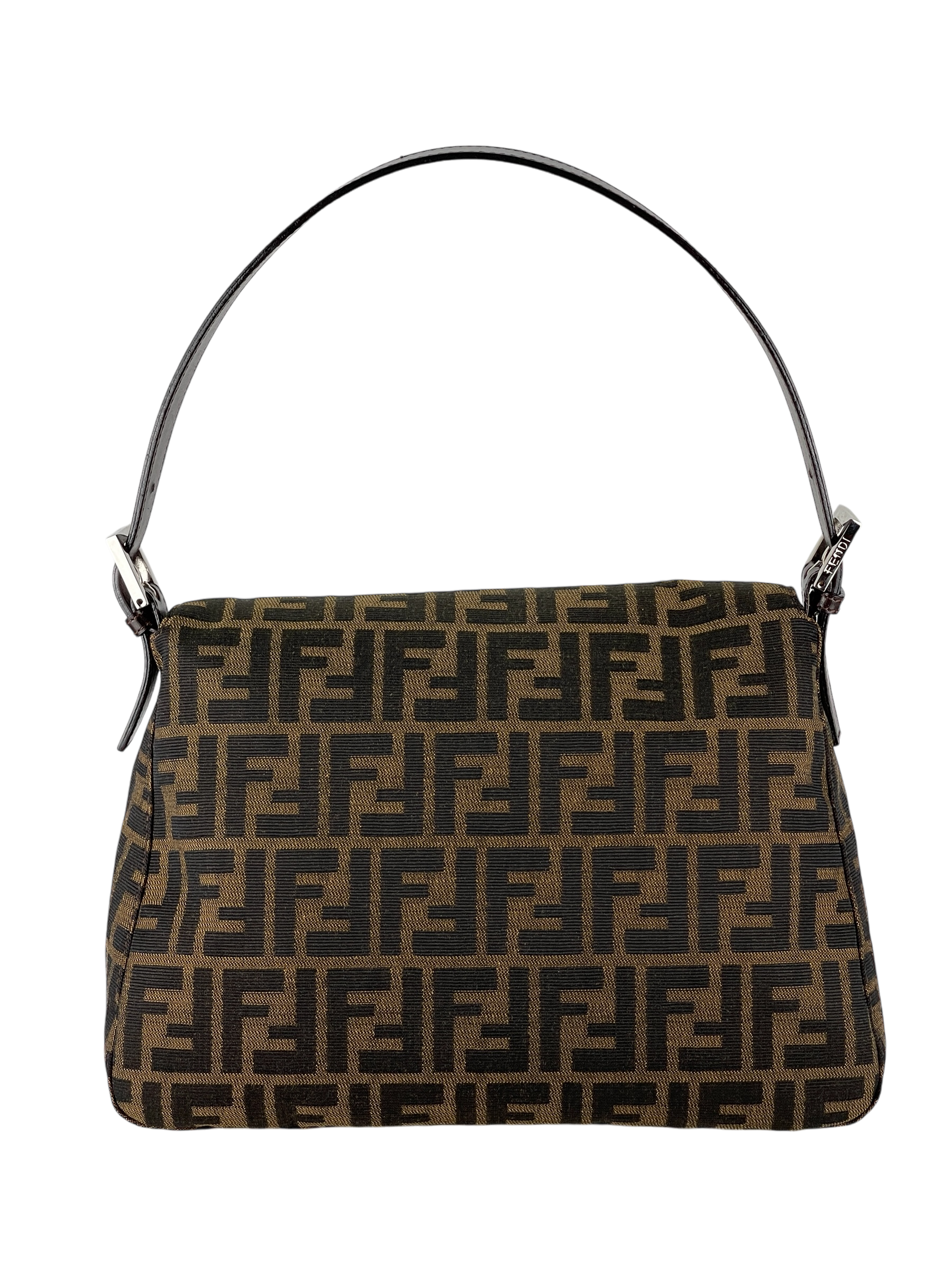 FENDI - Brown Zucca Mamma Baguette Handbag Silver Hardware
