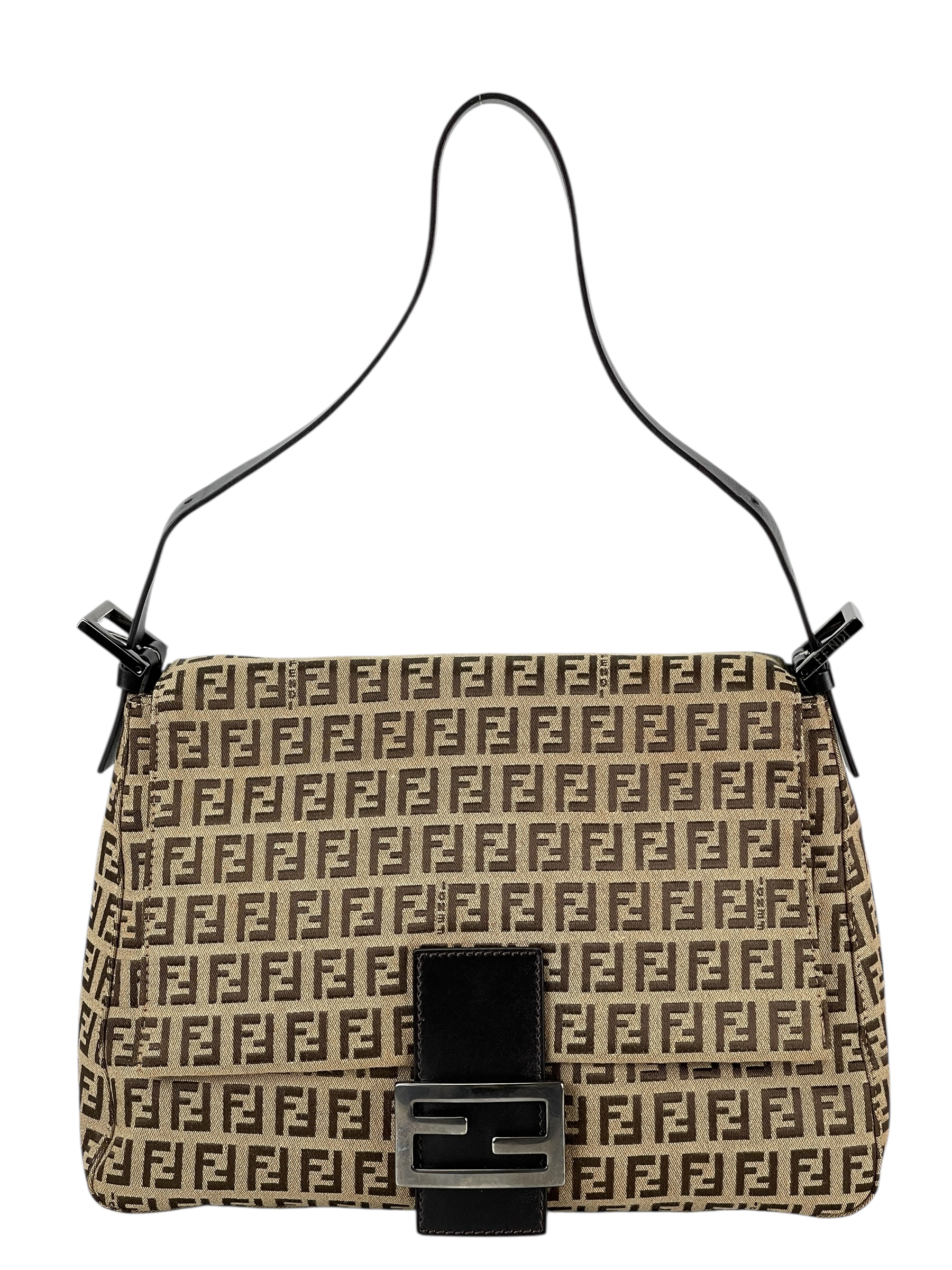 FENDI - Beige Zucca Mamma Baguette Handbag Sliver Hardware