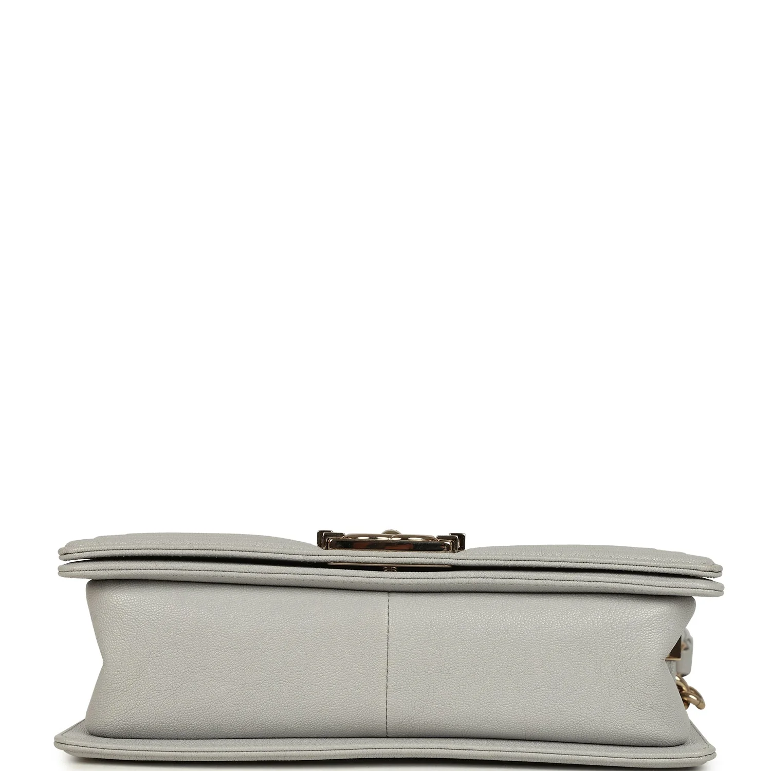 Pre-owned Chanel Medium Boy Bag Grey Shiny Caviar Light Gold Hardware