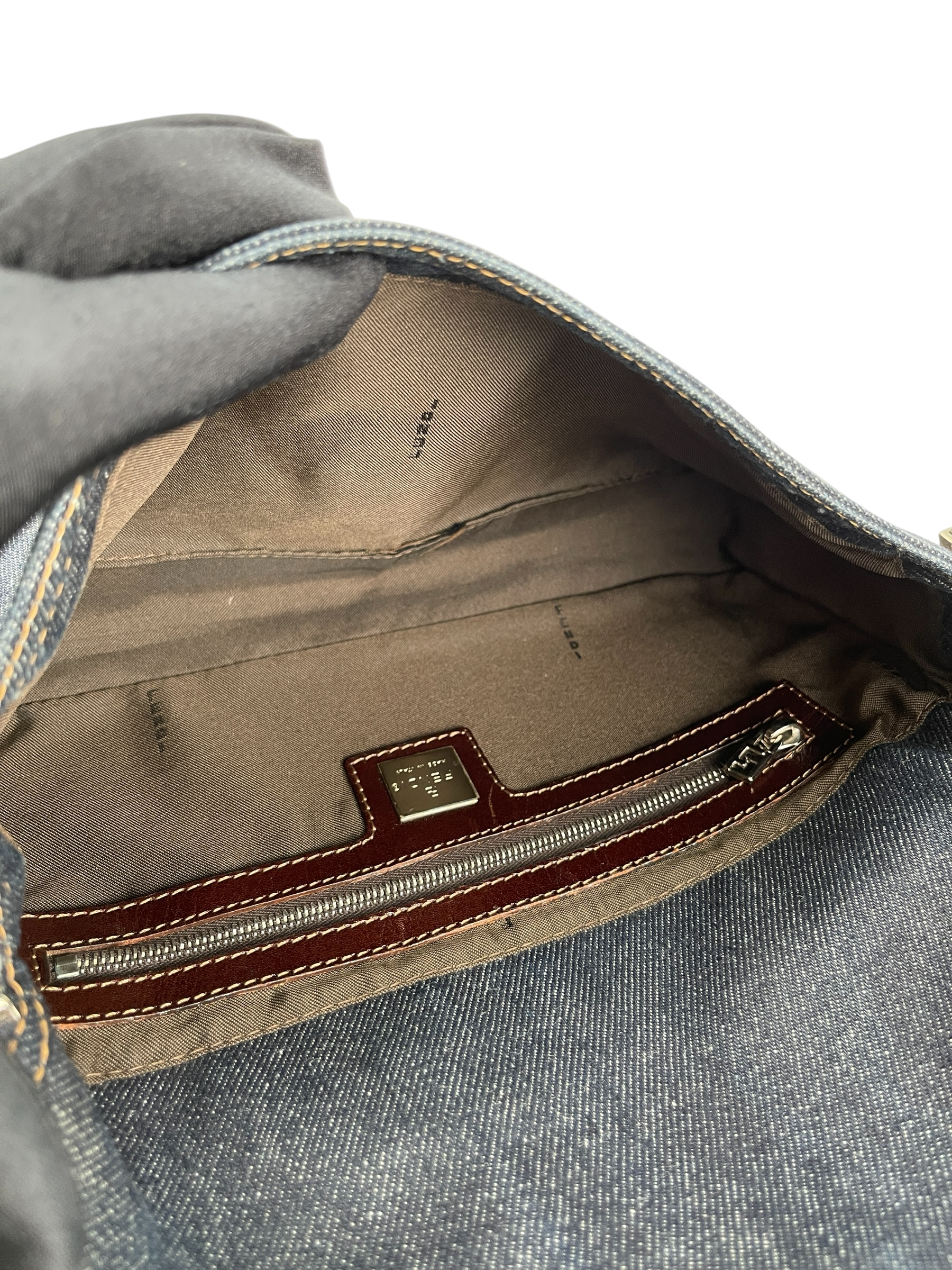 FENDI - Denim Zucca Mamma Baguette Handbag Silver Hardware