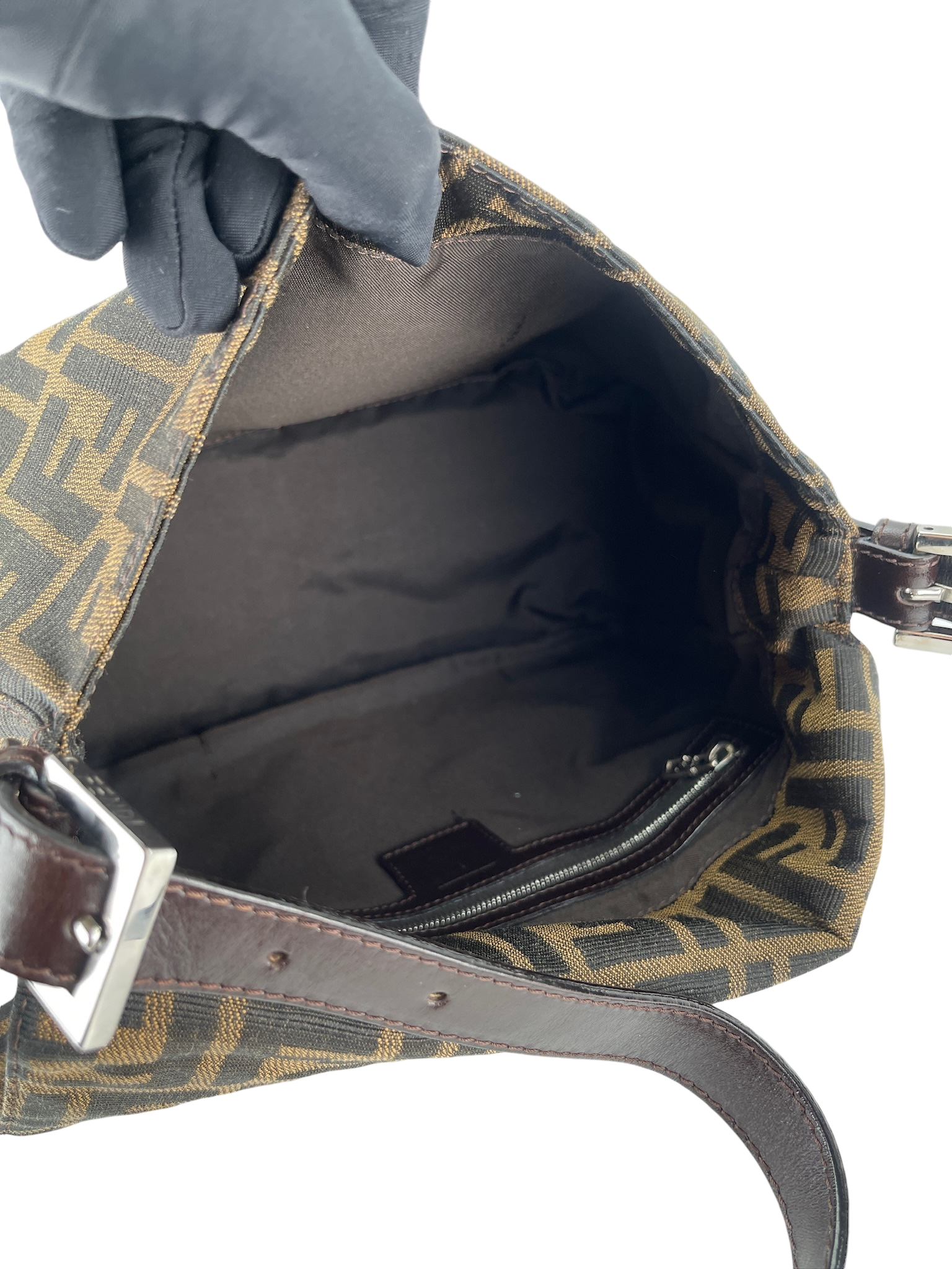 FENDI - Brown Zucca Mamma Baguette Handbag Silver Hardware