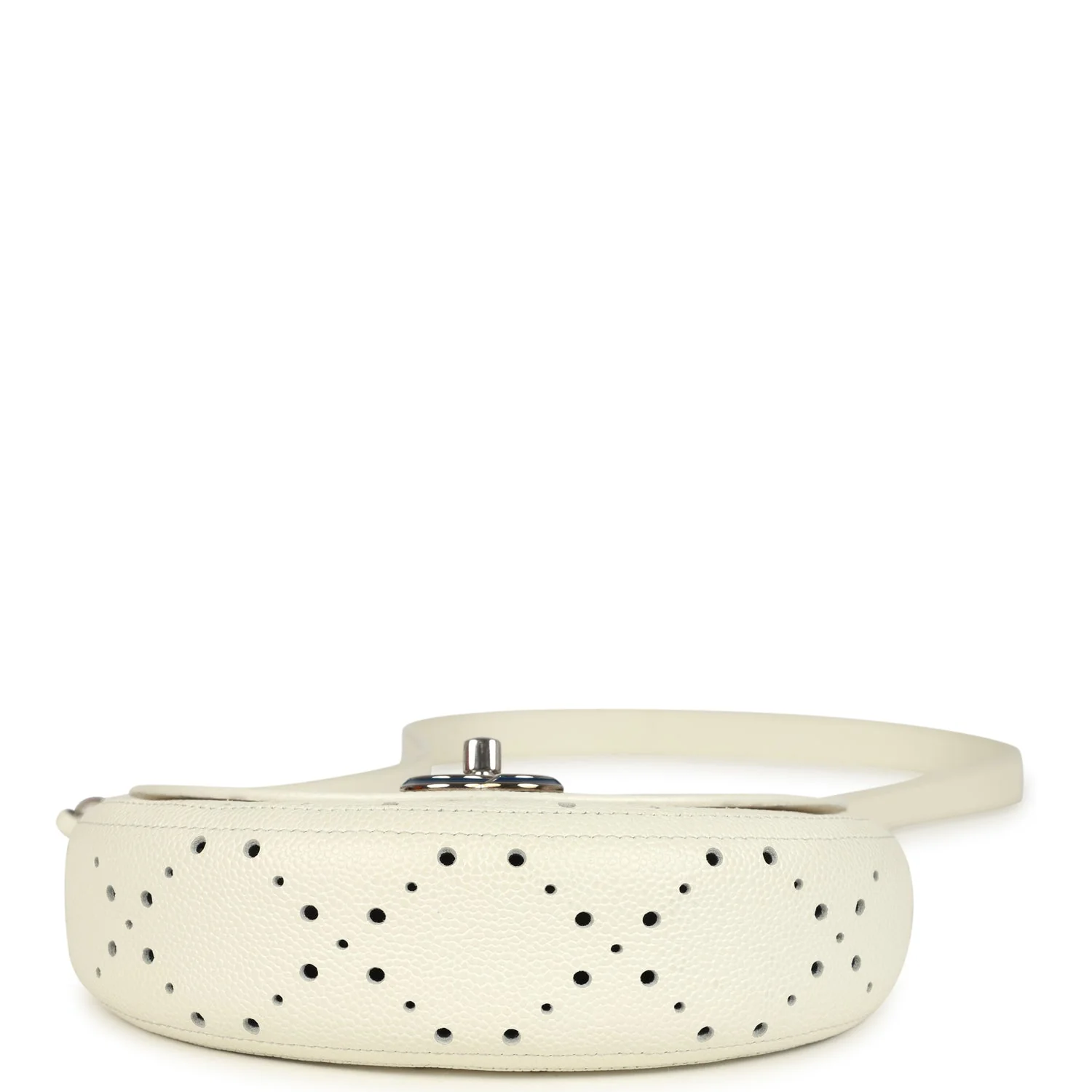 Pre-owned Chanel Perforated Messenger Bag White Caviar Silver Hardware