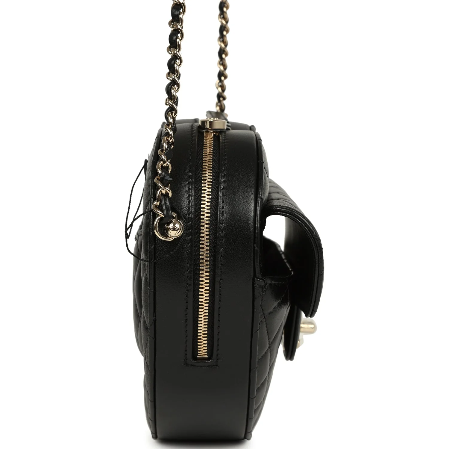 Chanel CC In Love Large Heart Bag with Chain Black Lambskin Light Gold Hardware