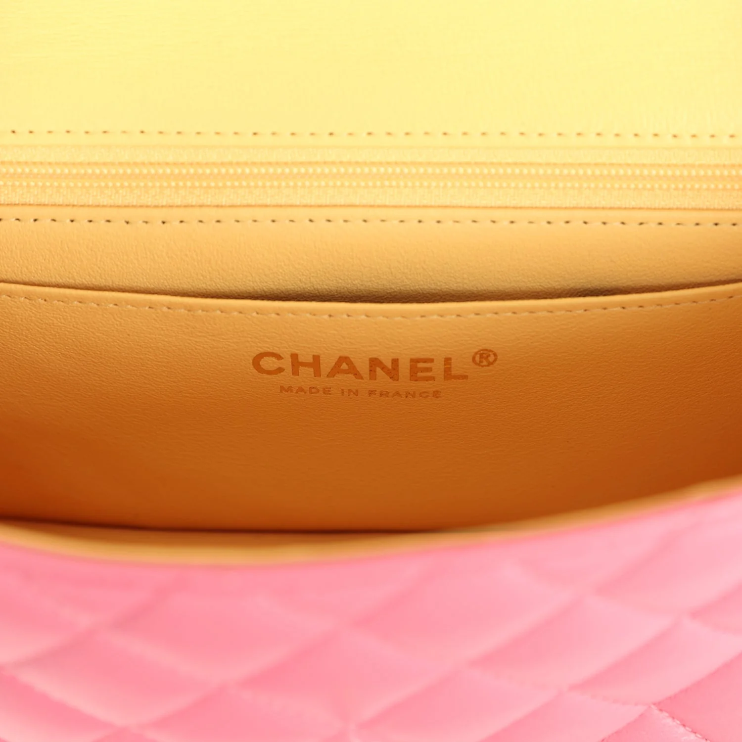 Chanel Mini Classic Rectangular Flap Bag Pink and Yellow Lambskin Iridescent Hardware