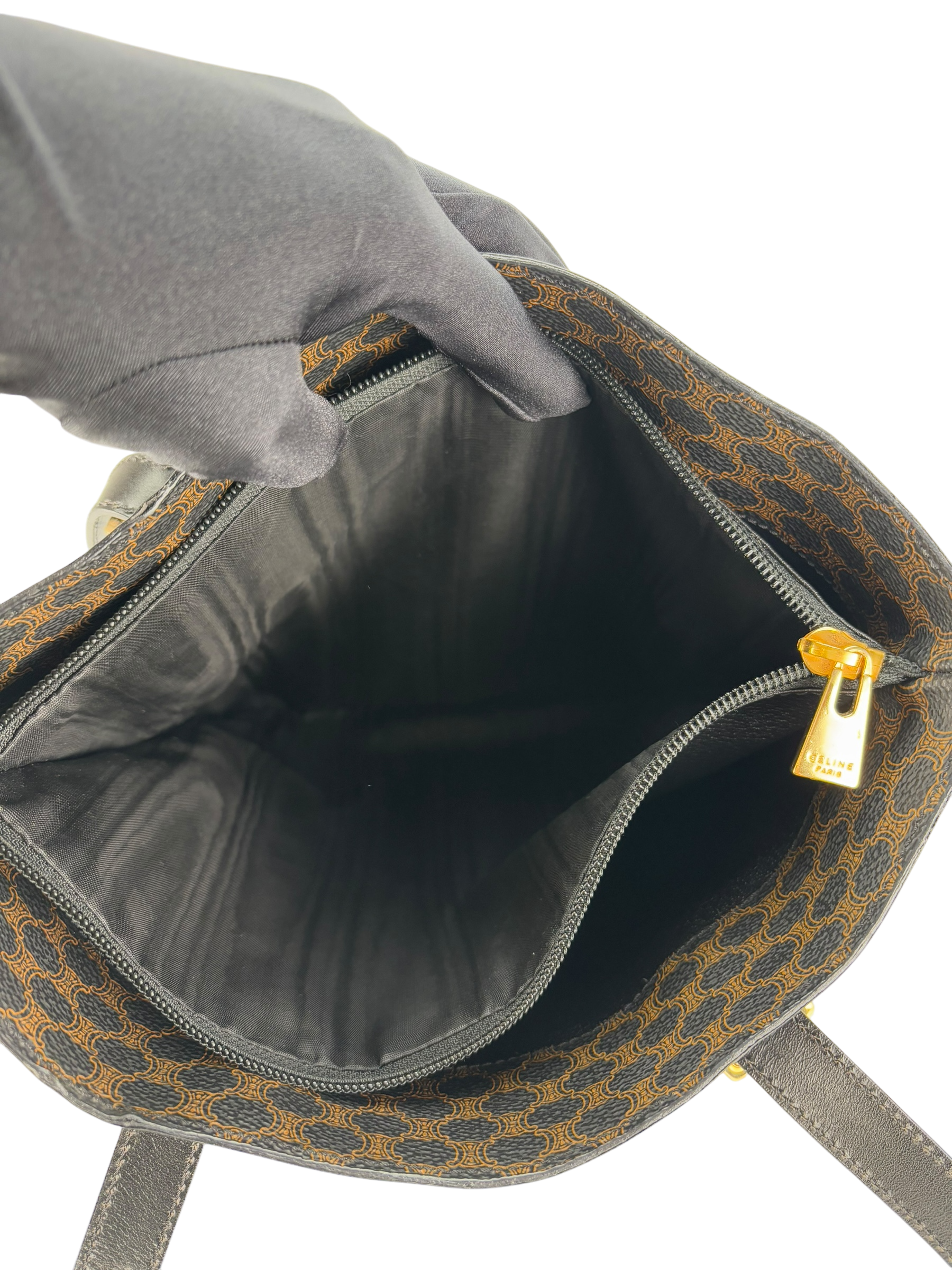 CELINE - Black Brown Macadam Bucket Bag