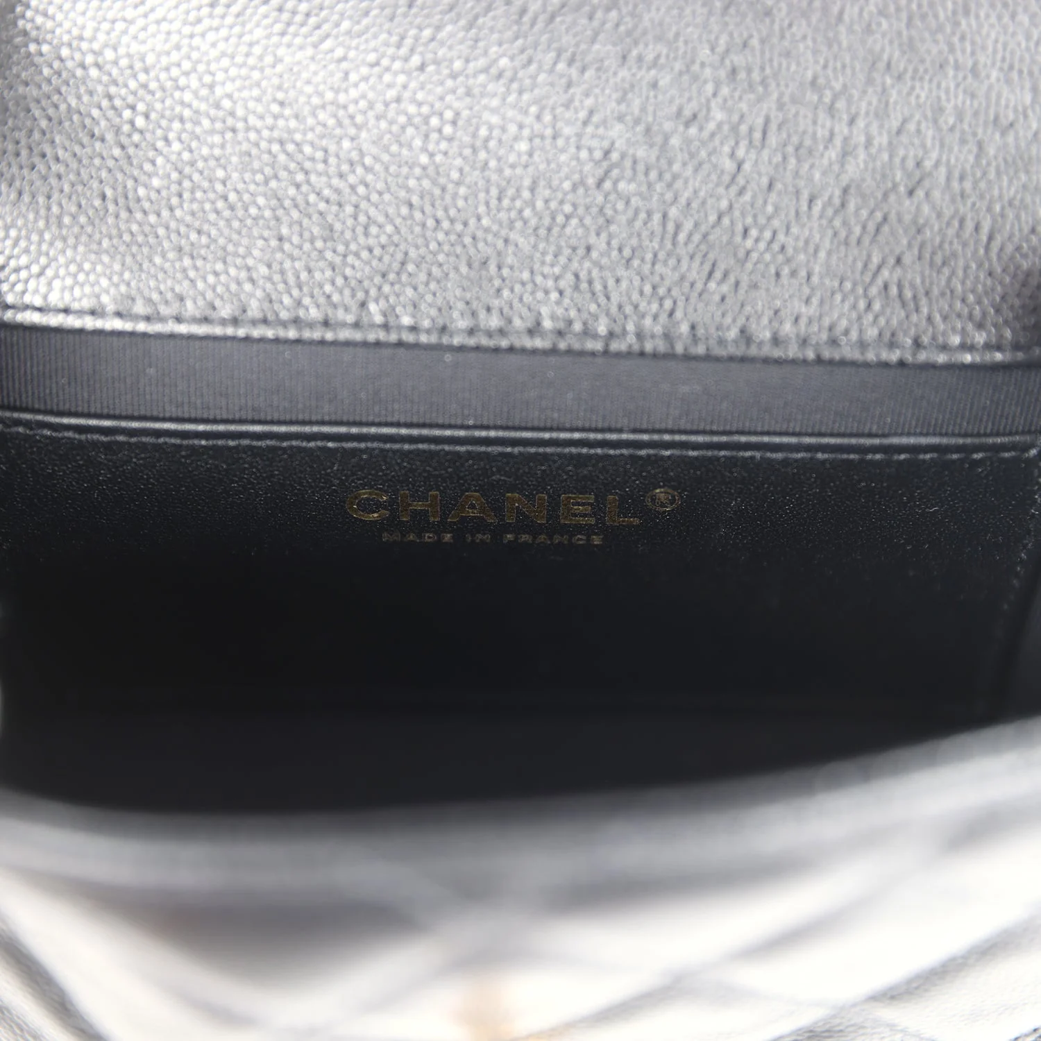 Chanel Mini Top Handle Flap Bag Black Grained Calfskin Brushed Gold Hardware