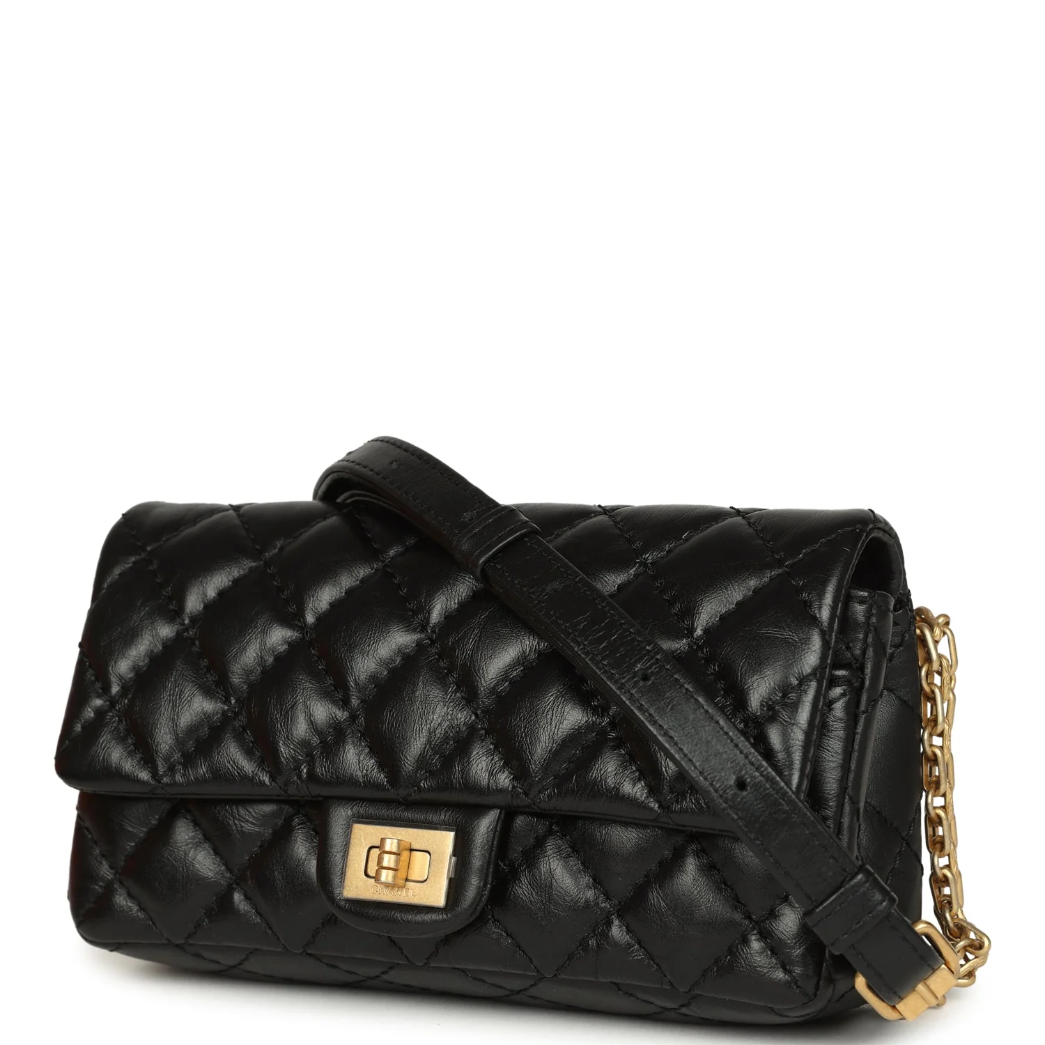 Chanel Mini Reissue Belt Bag Black Crumpled Aged Calfskin Antique Gold Hardware