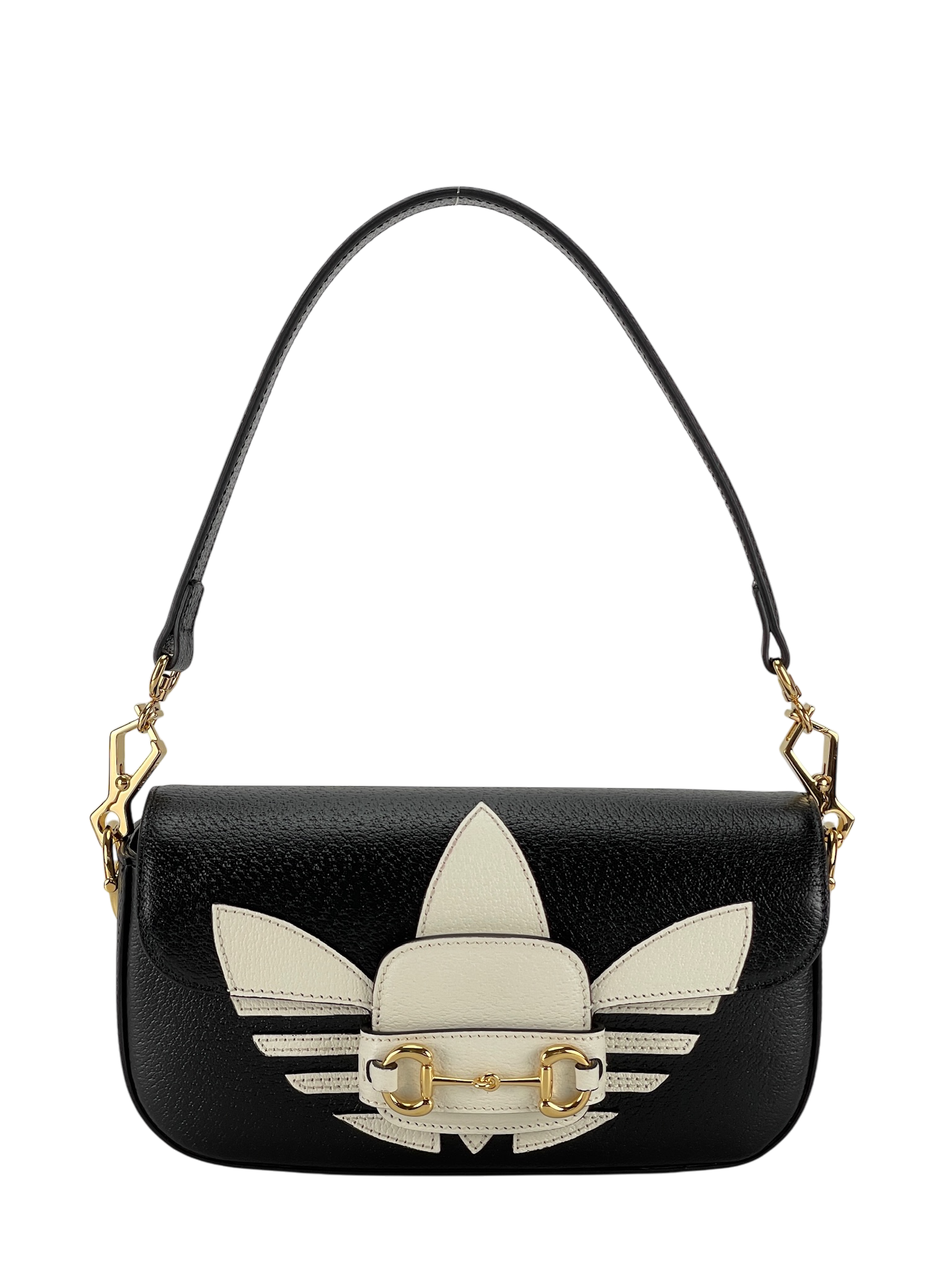 GUCCI - Gucci x Adidas Horsebit 1955 Shoulder Bag Black White Calfskin
