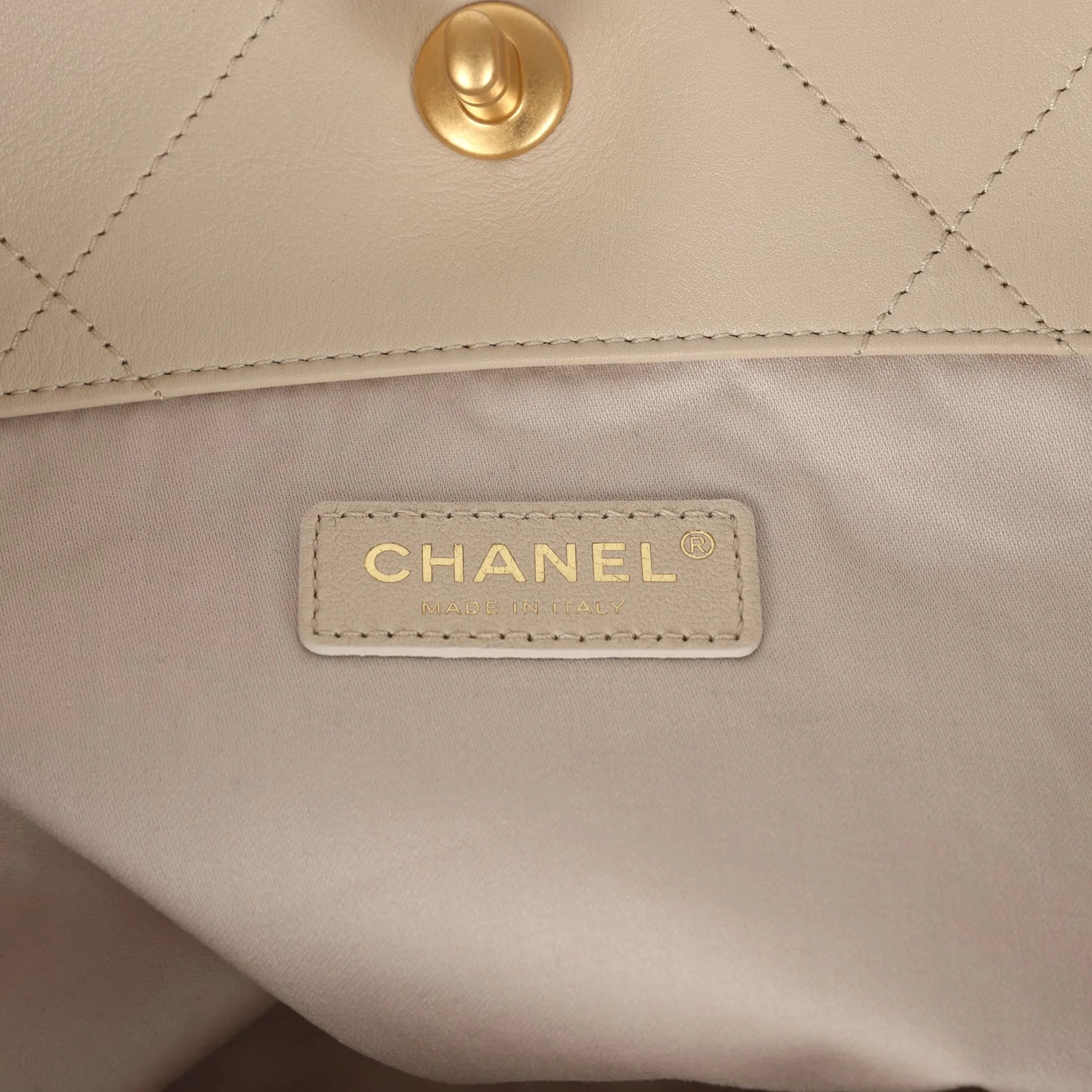 Chanel Maxi Coco Shopping Bag Beige Calfskin Antique Gold Hardware