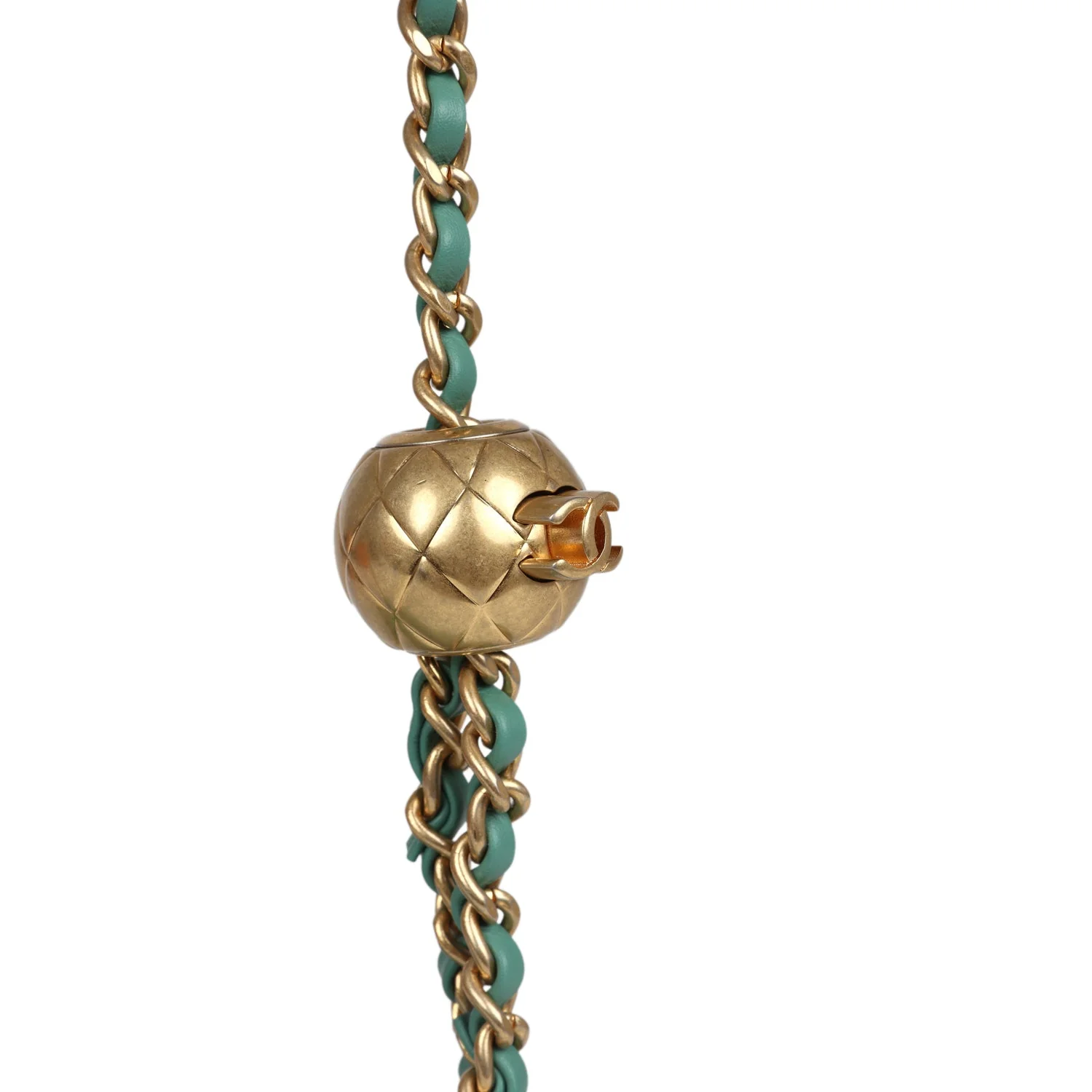 Chanel Mini Square Pearl Crush Flap Bag Green Lambskin Antique Gold Hardware