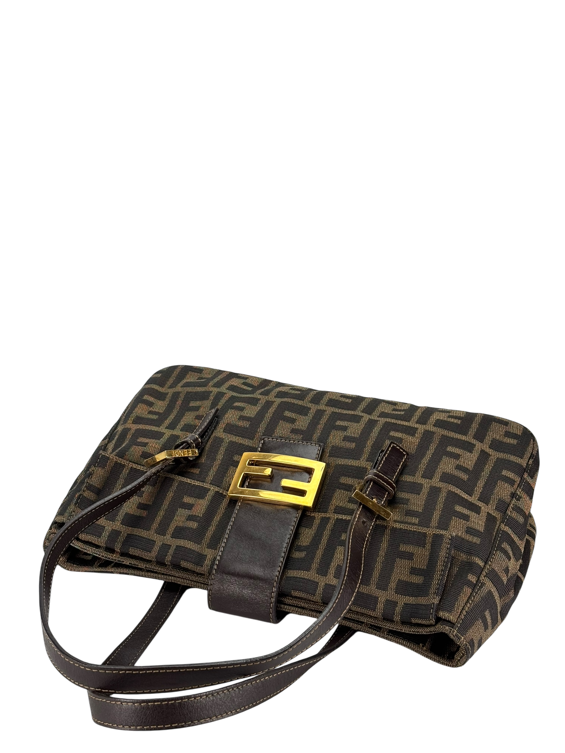 FENDI - Brown Canvas Zucca Double Handle Bag