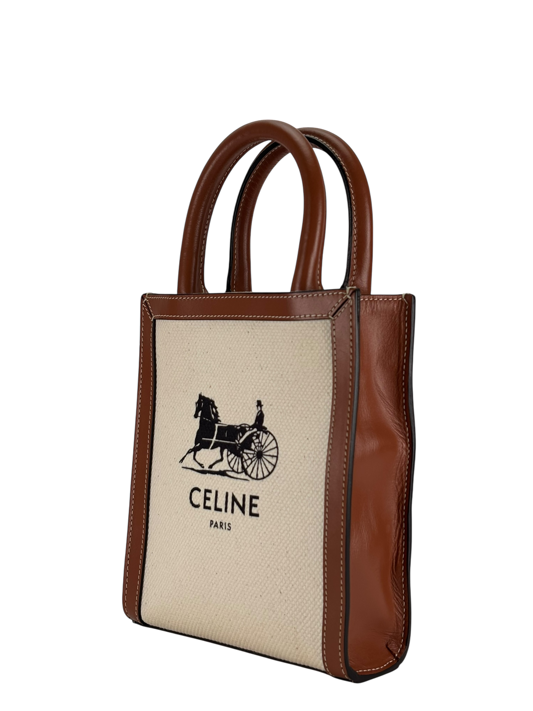 CELINE - Mini Natural Brown Sulky Print Canvas Shoulder Bag