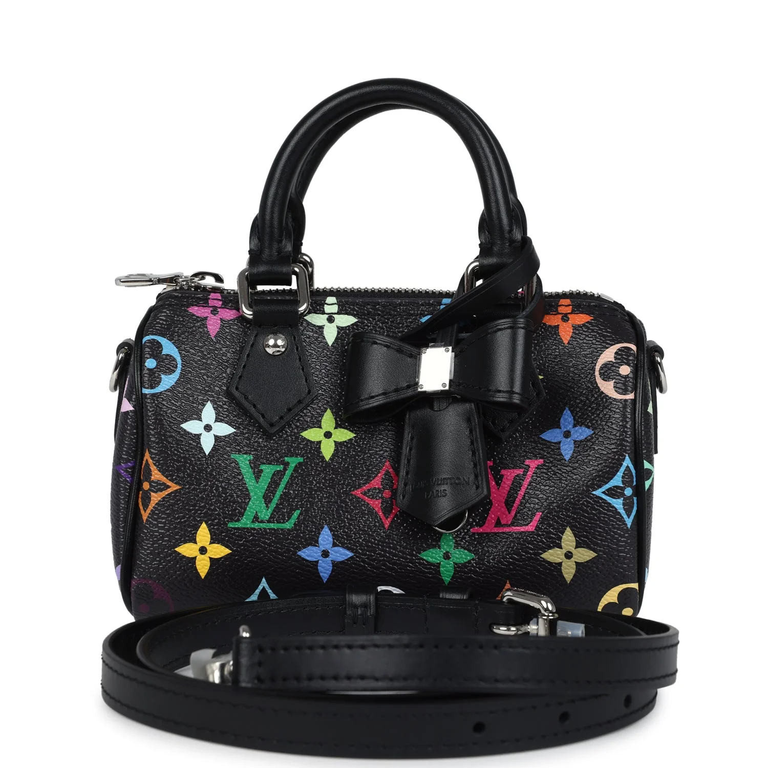 Louis Vuitton X Murakami Nano Speedy Bag Black Multicolor Monogram Gold Hardware