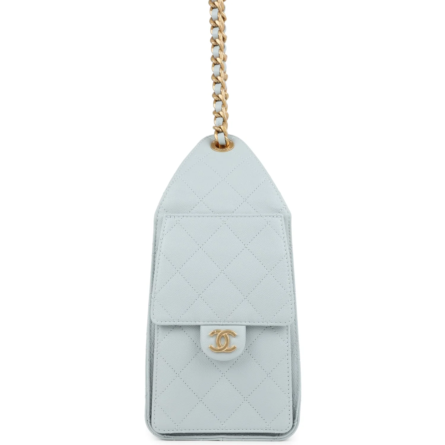 Chanel Small 25 Hobo Bag Light Blue Caviar Antique Gold Hardware