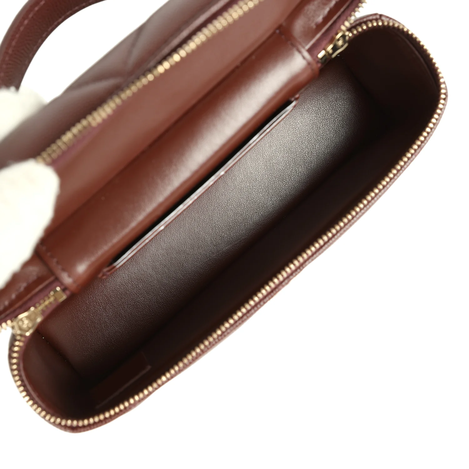 Chanel Top Handle Slim Vanity Case with Chain Dark Brown Shiny Caviar Light Gold Hardware