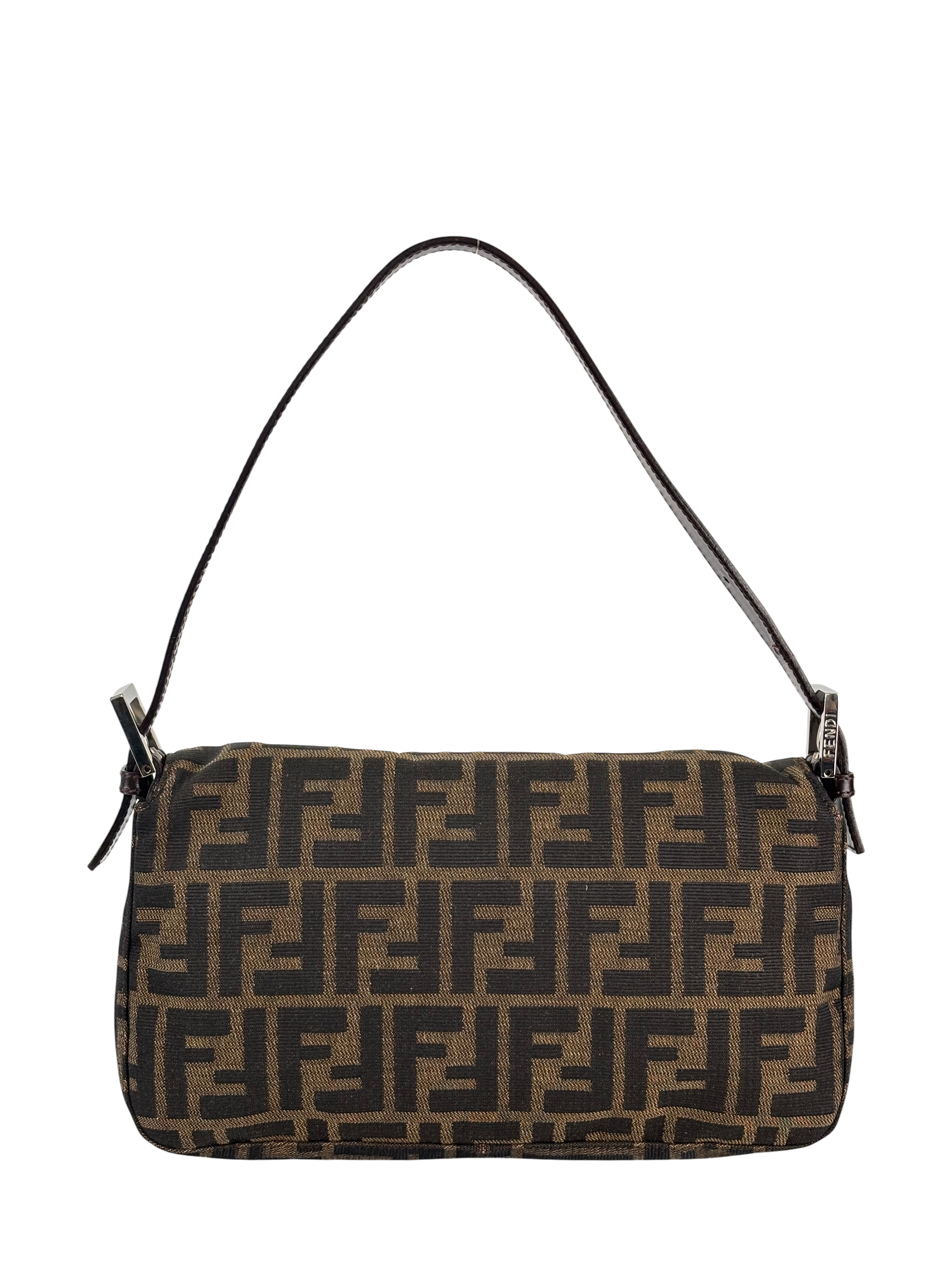 FENDI - Brown Zucca Baguette Handbag Silver Hardware