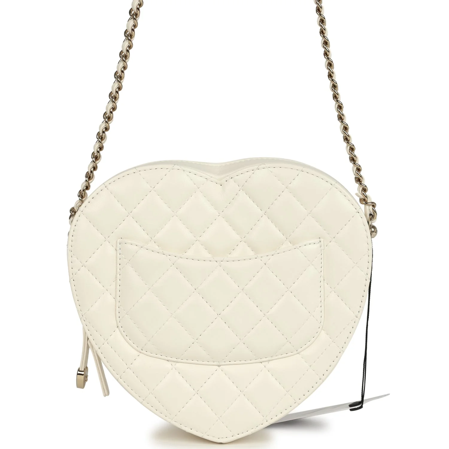 Chanel CC In Love Large Heart Bag with Chain White Lambskin Light Gold Hardware
