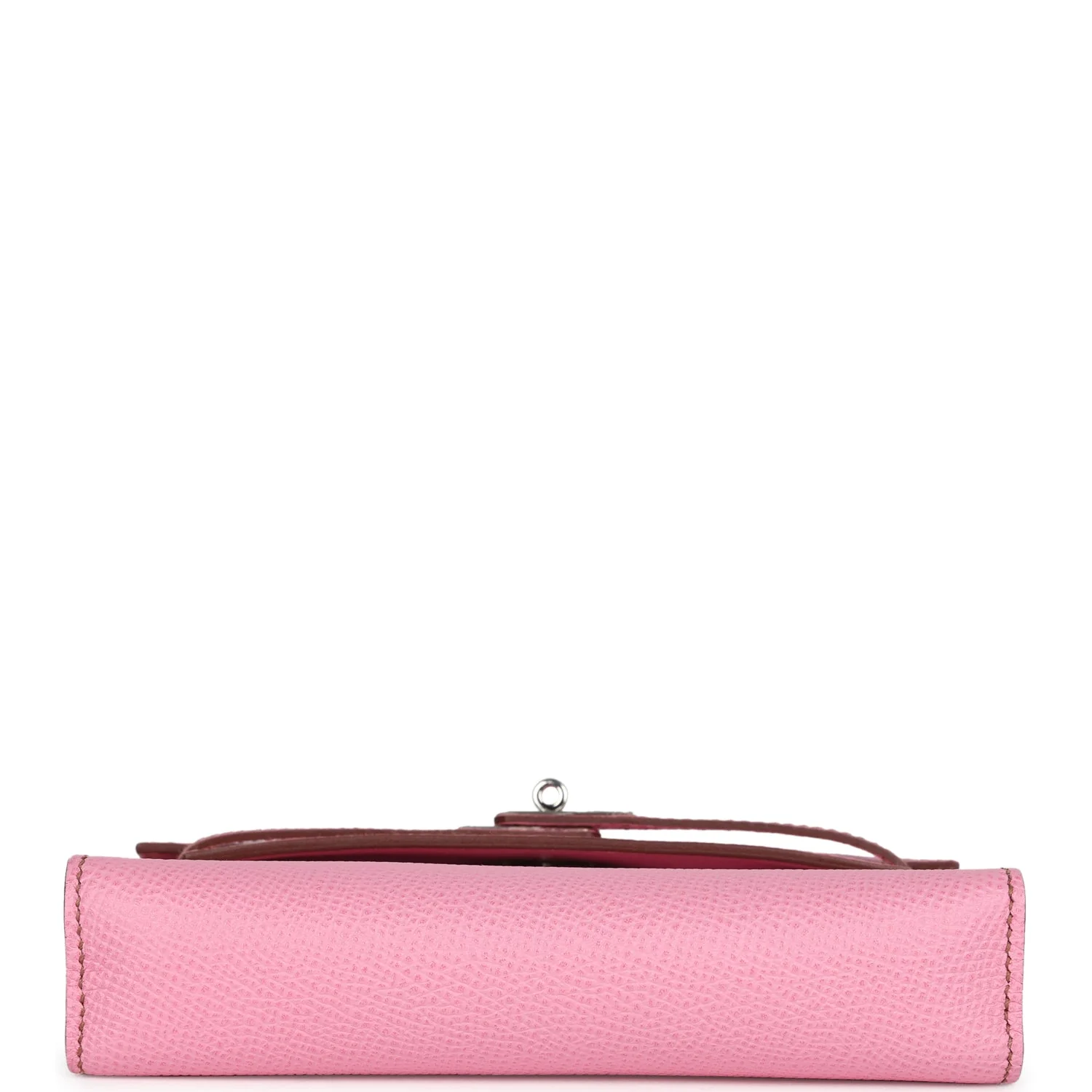 Pre-owned Hermes Micro Kelly 15 Bubblegum Epsom Palladium Hardware