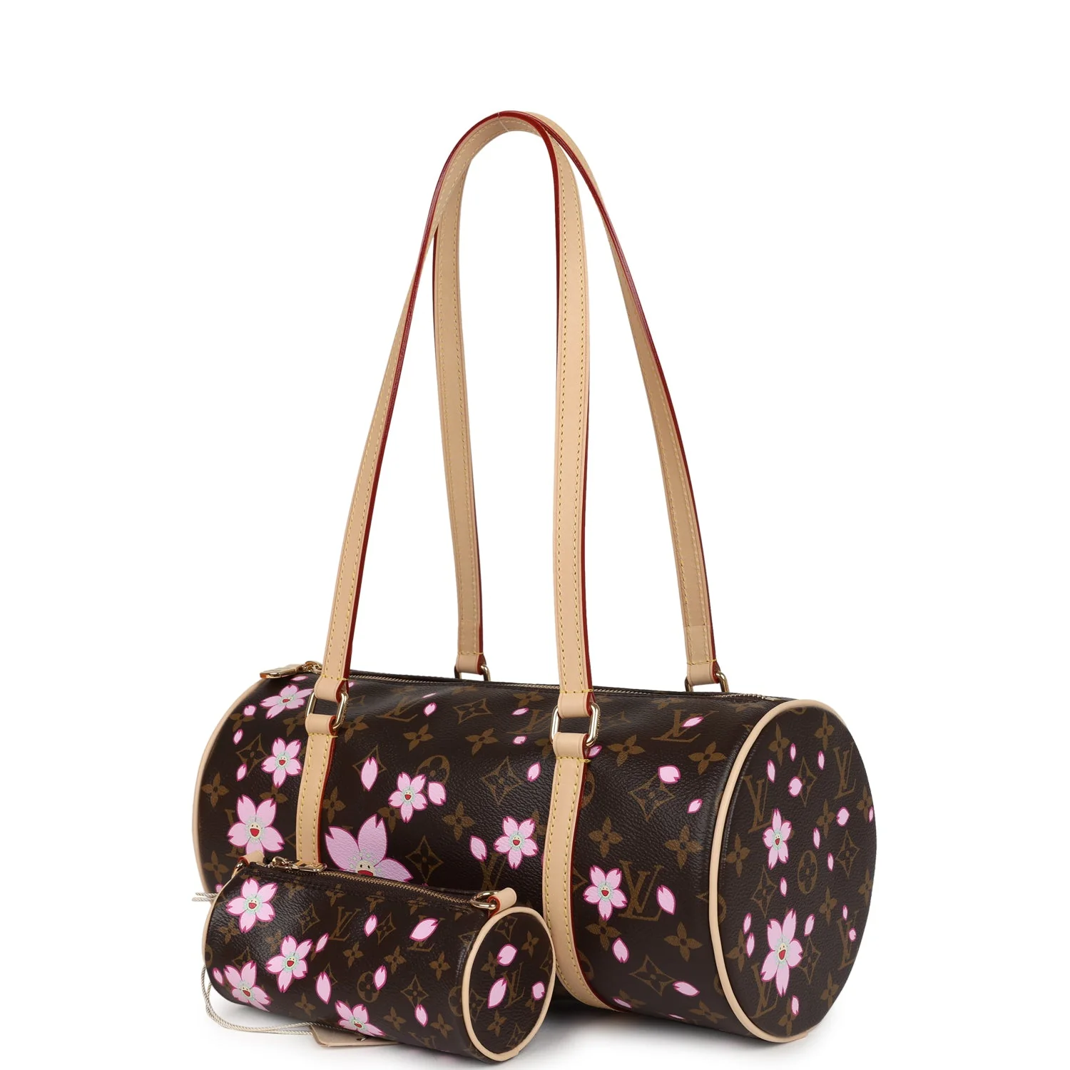 Louis Vuitton X Takashi Murakami Cherry Blossom Papillon Brown and Pink Monogram Gold Hardware