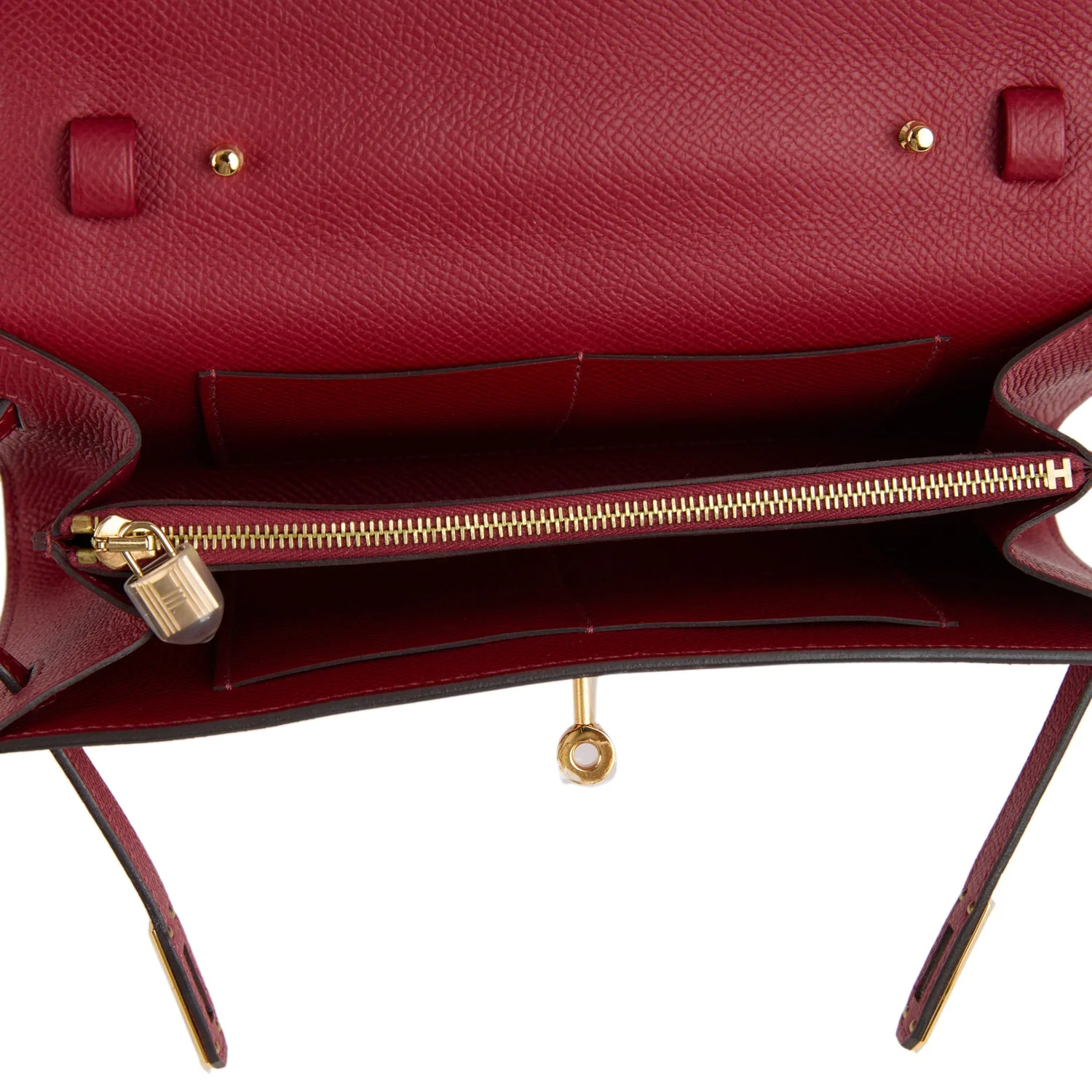 Hermes Kelly Wallet To Go Rouge Grenat Epsom Gold Hardware